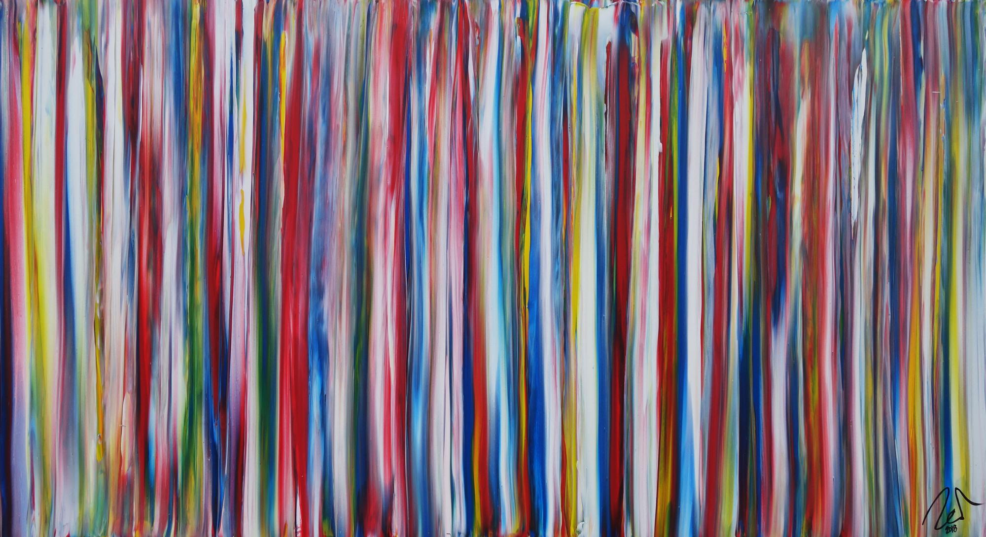 Abstraktes Acrylbild modernes Gemälde bunte Streifen zeitgenössisch expressionistisch