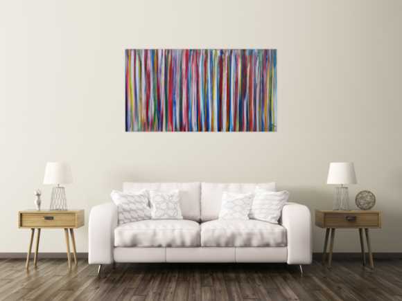 Abstraktes Acrylbild modernes Gemälde bunte Streifen zeitgenössisch expressionistisch