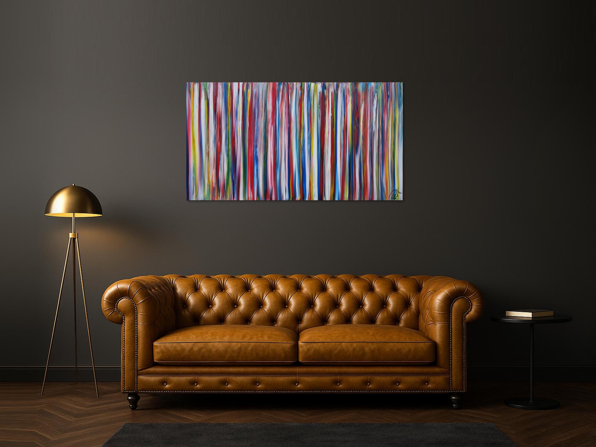 Abstraktes Acrylbild modernes Gemälde bunte Streifen zeitgenössisch expressionistisch