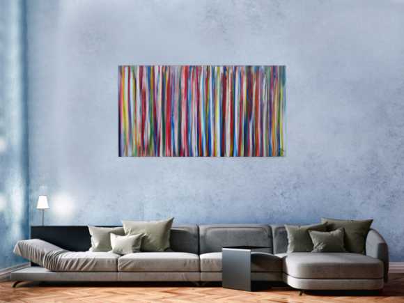 Abstraktes Acrylbild modernes Gemälde bunte Streifen zeitgenössisch expressionistisch