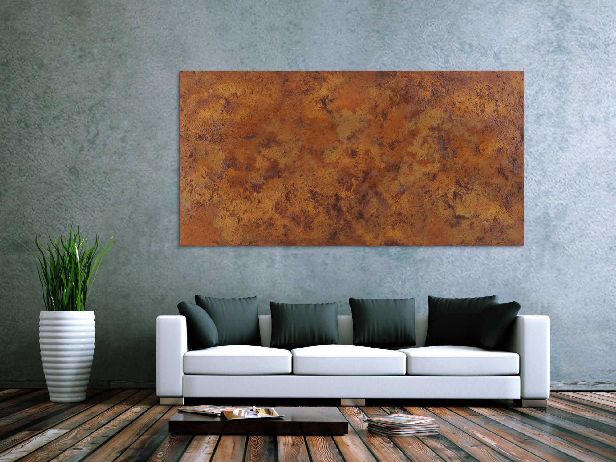 Abstraktes Gemälde aus echtem Rost mit Struktur zeitgenössisch Modern Art aus Rost