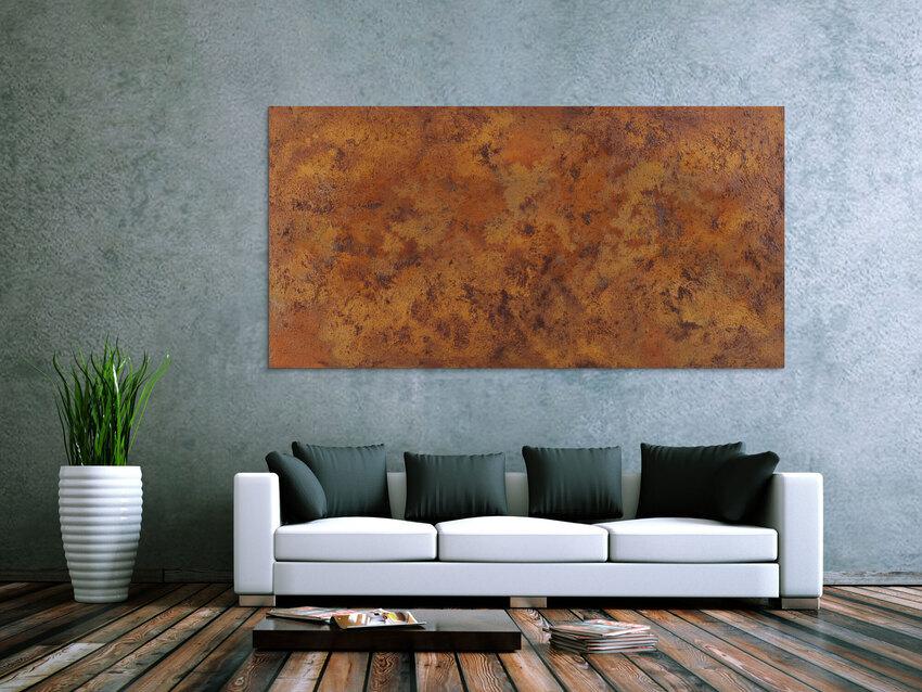 Abstraktes Gemälde aus echtem Rost mit Struktur zeitgenössisch Modern Art aus Rost
