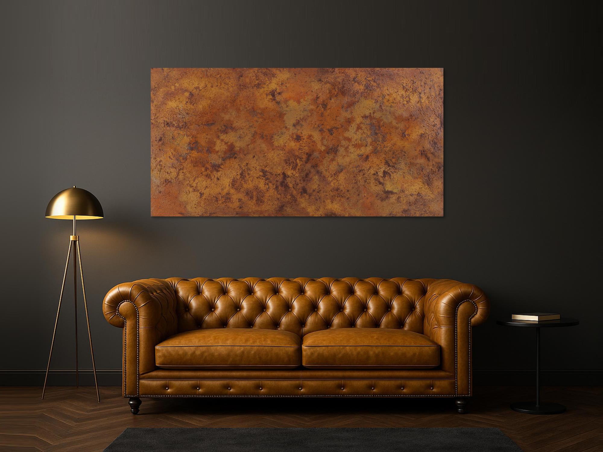 Abstraktes Gemälde aus echtem Rost mit Struktur zeitgenössisch Modern Art aus Rost