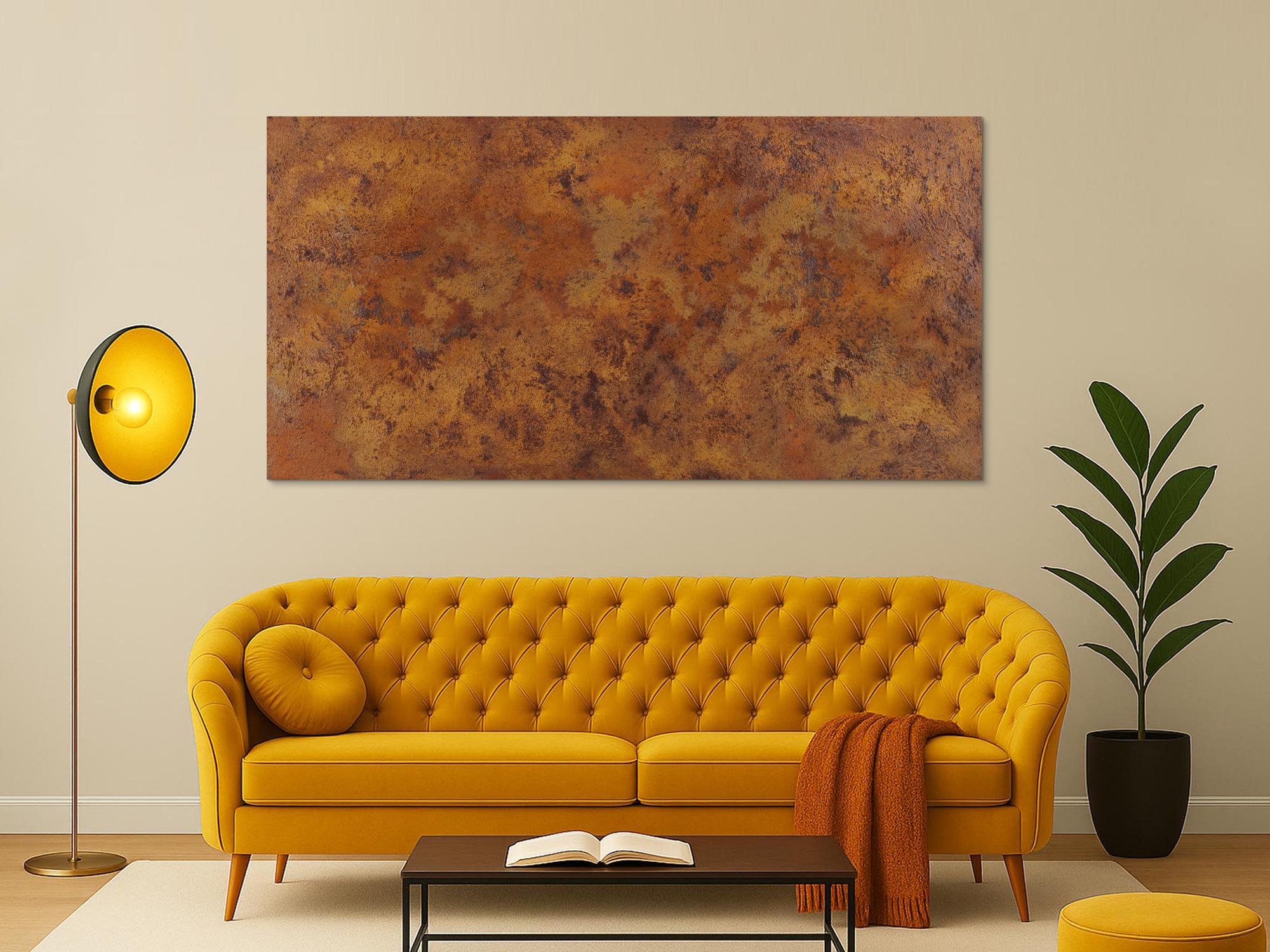 Abstraktes Gemälde aus echtem Rost mit Struktur zeitgenössisch Modern Art aus Rost