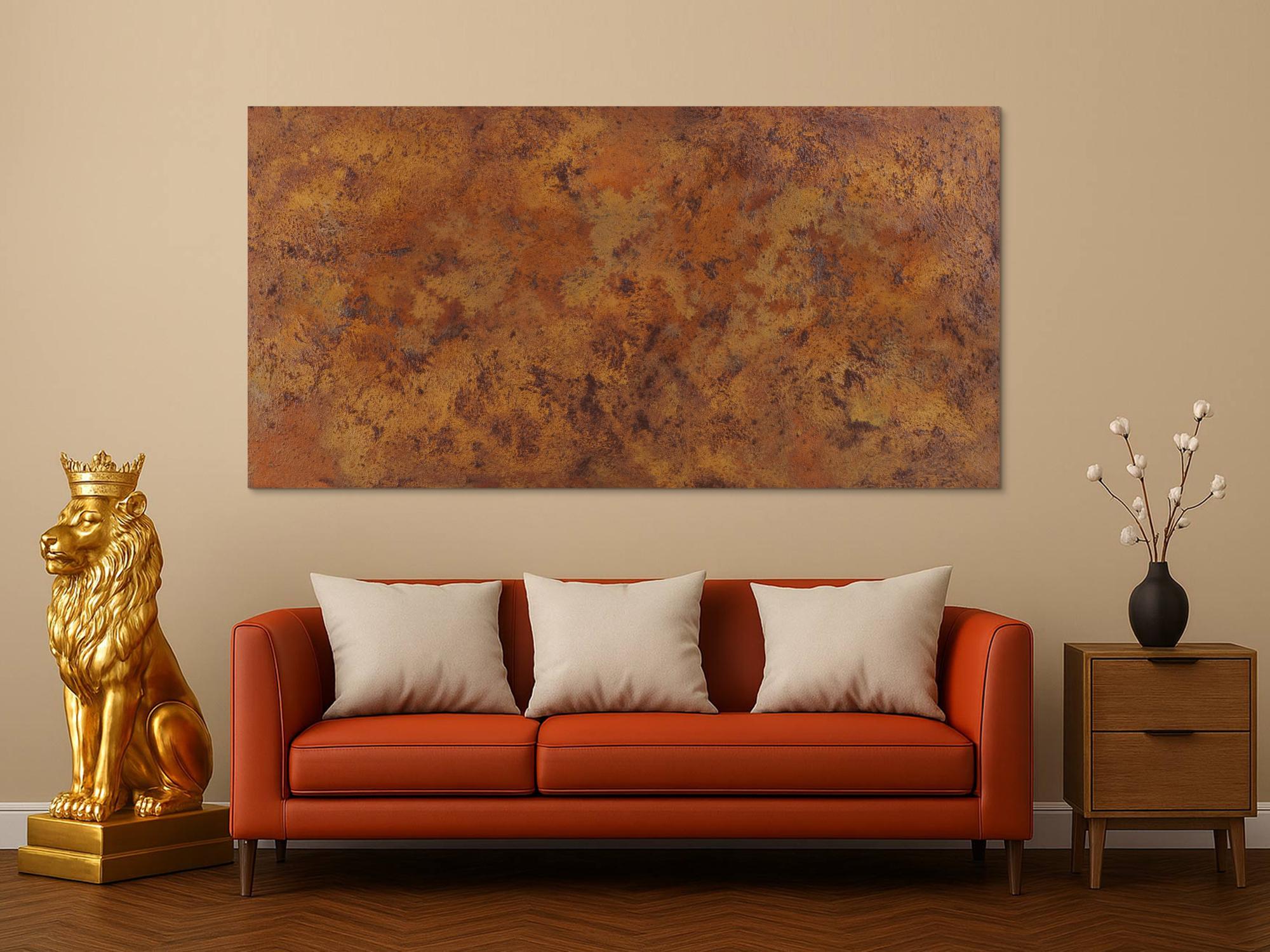 Abstraktes Gemälde aus echtem Rost mit Struktur zeitgenössisch Modern Art aus Rost