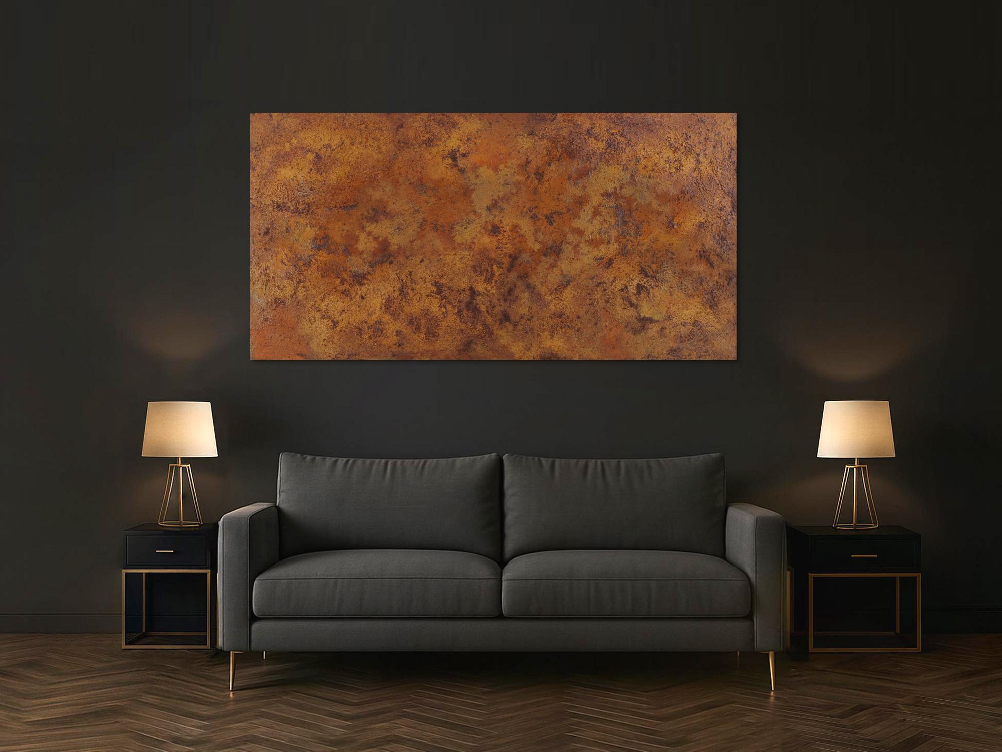 Abstraktes Gemälde aus echtem Rost mit Struktur zeitgenössisch Modern Art aus Rost