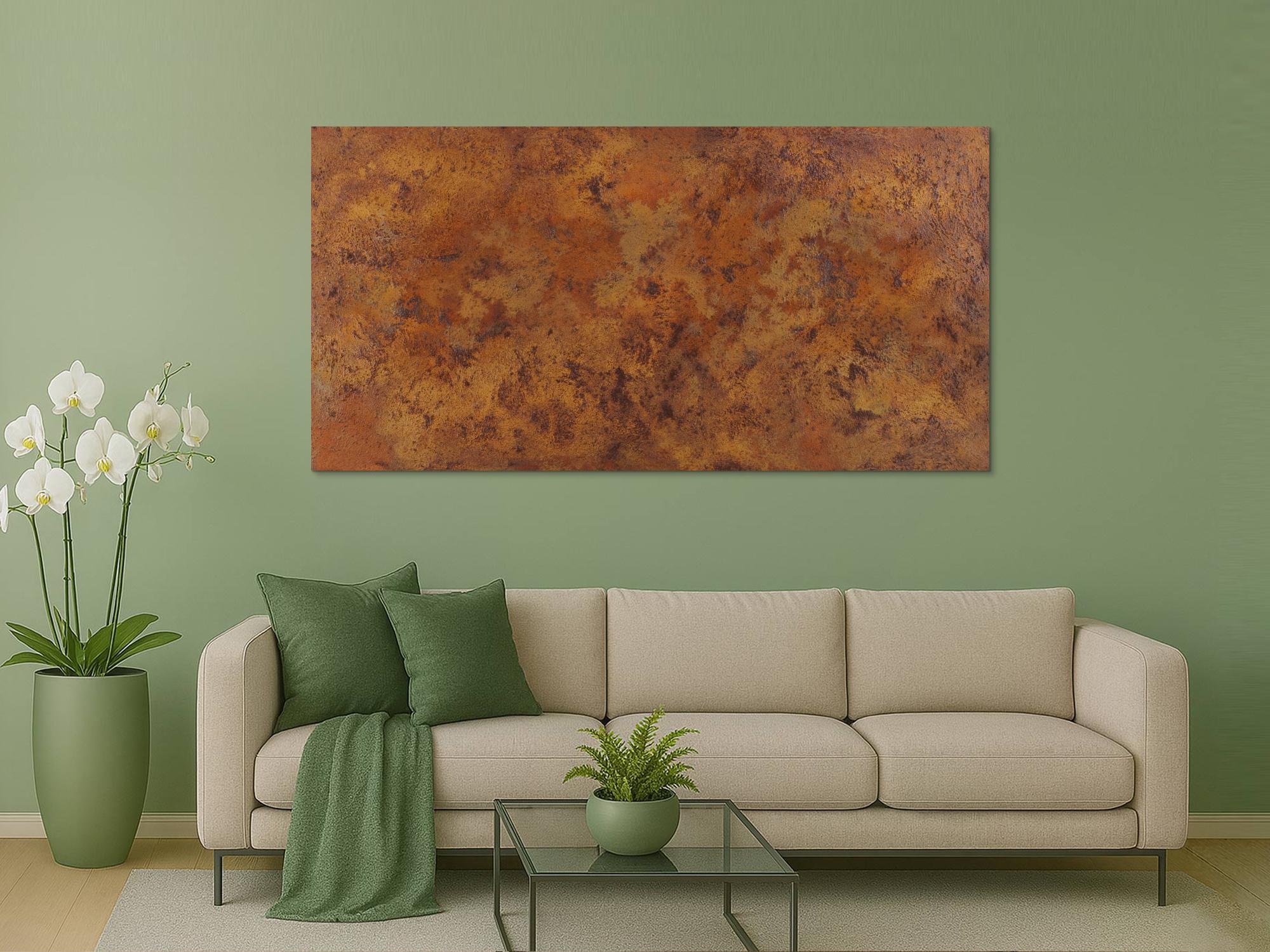 Abstraktes Gemälde aus echtem Rost mit Struktur zeitgenössisch Modern Art aus Rost