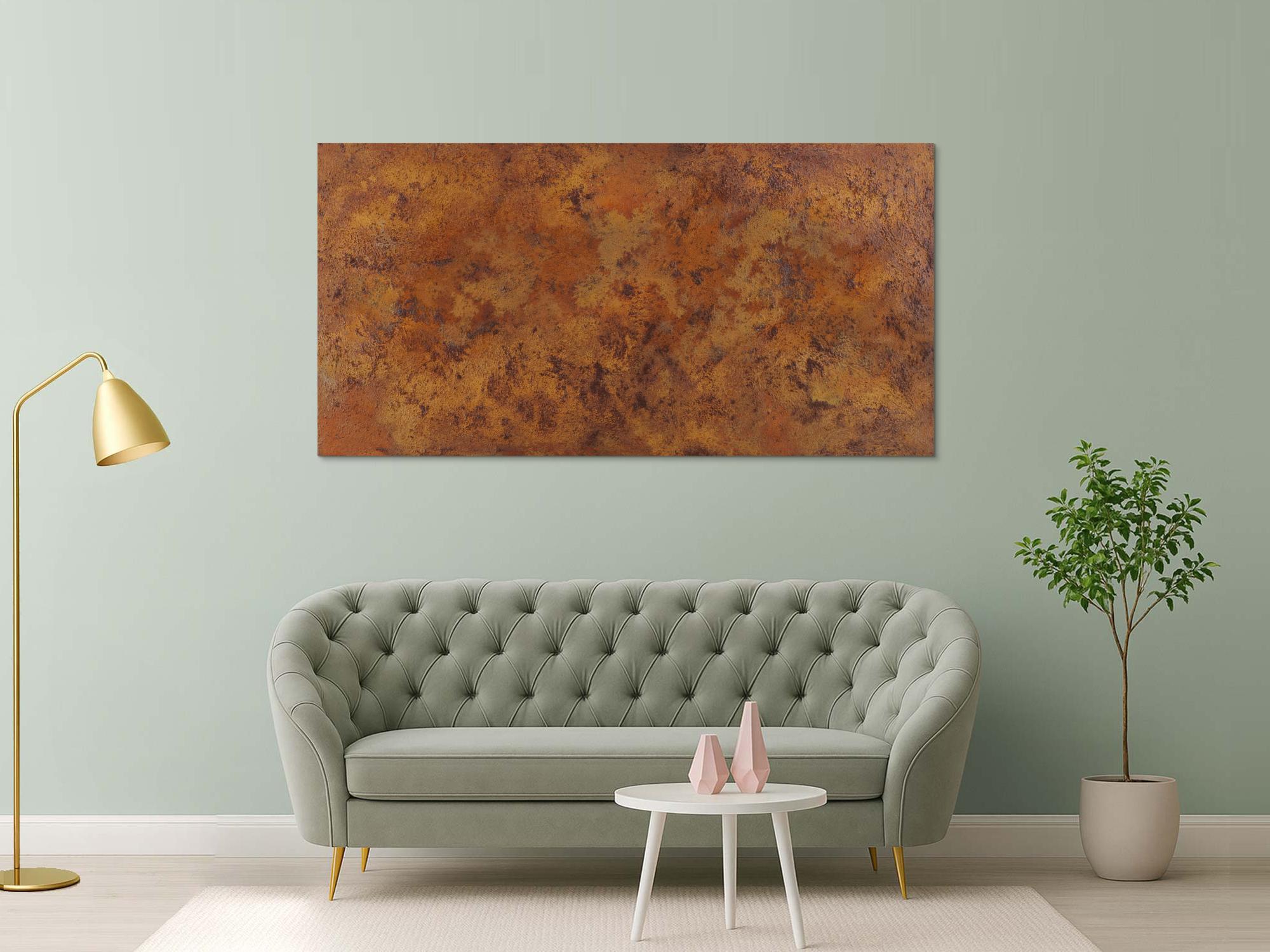 Abstraktes Gemälde aus echtem Rost mit Struktur zeitgenössisch Modern Art aus Rost