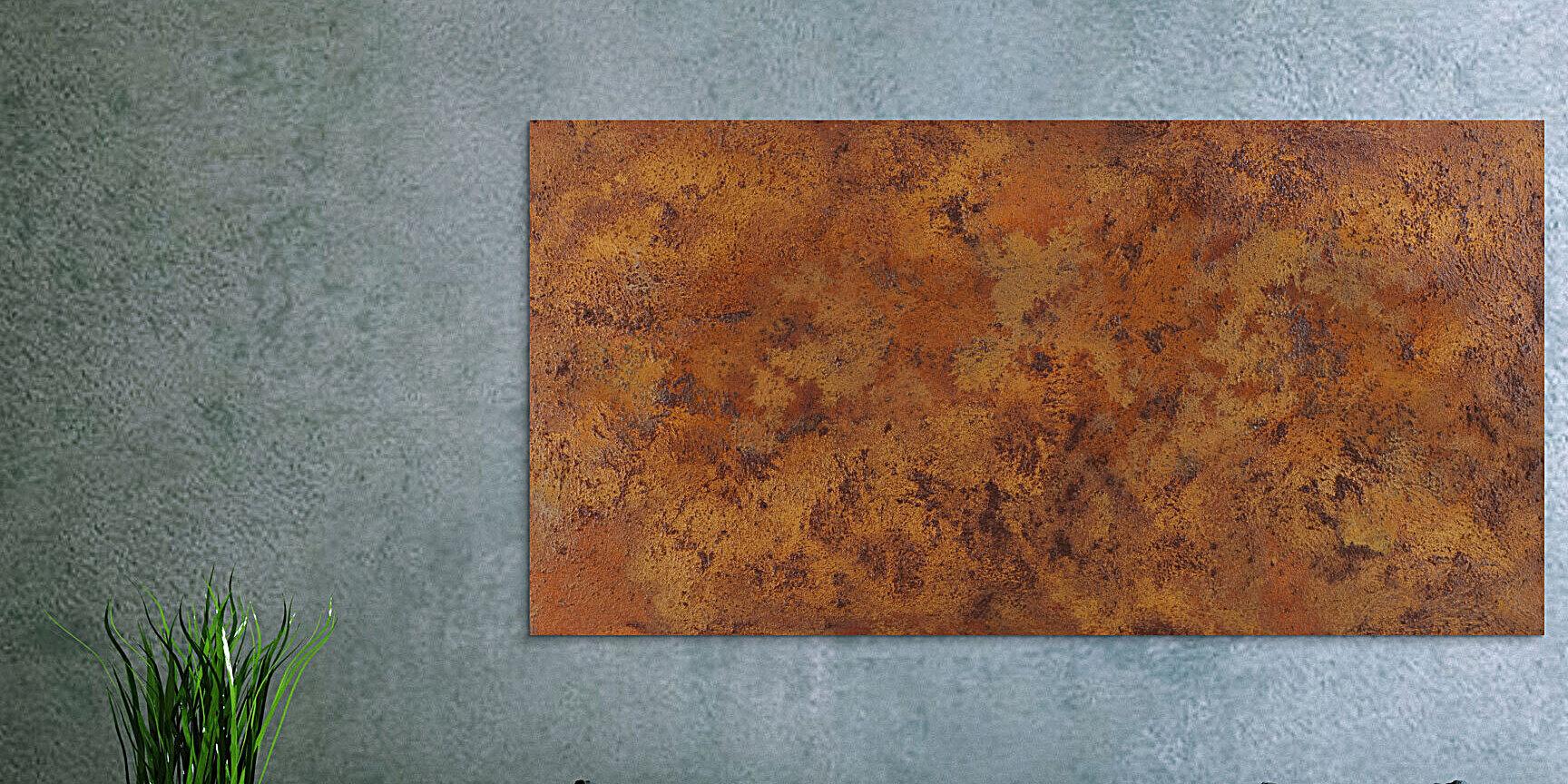 Abstraktes Gemälde aus echtem Rost mit Struktur zeitgenössisch Modern Art aus Rost
