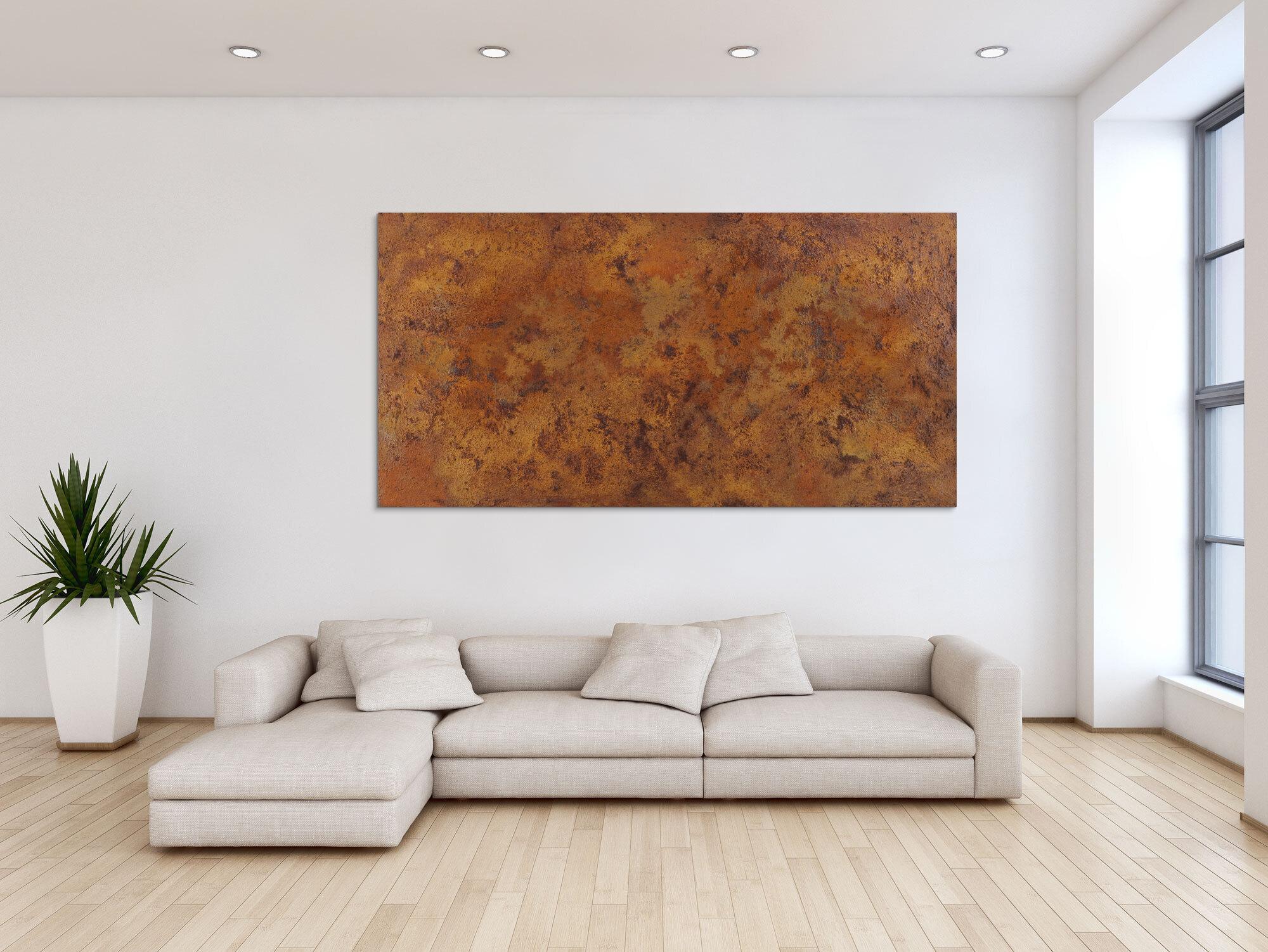 Abstraktes Gemälde aus echtem Rost mit Struktur zeitgenössisch Modern Art aus Rost