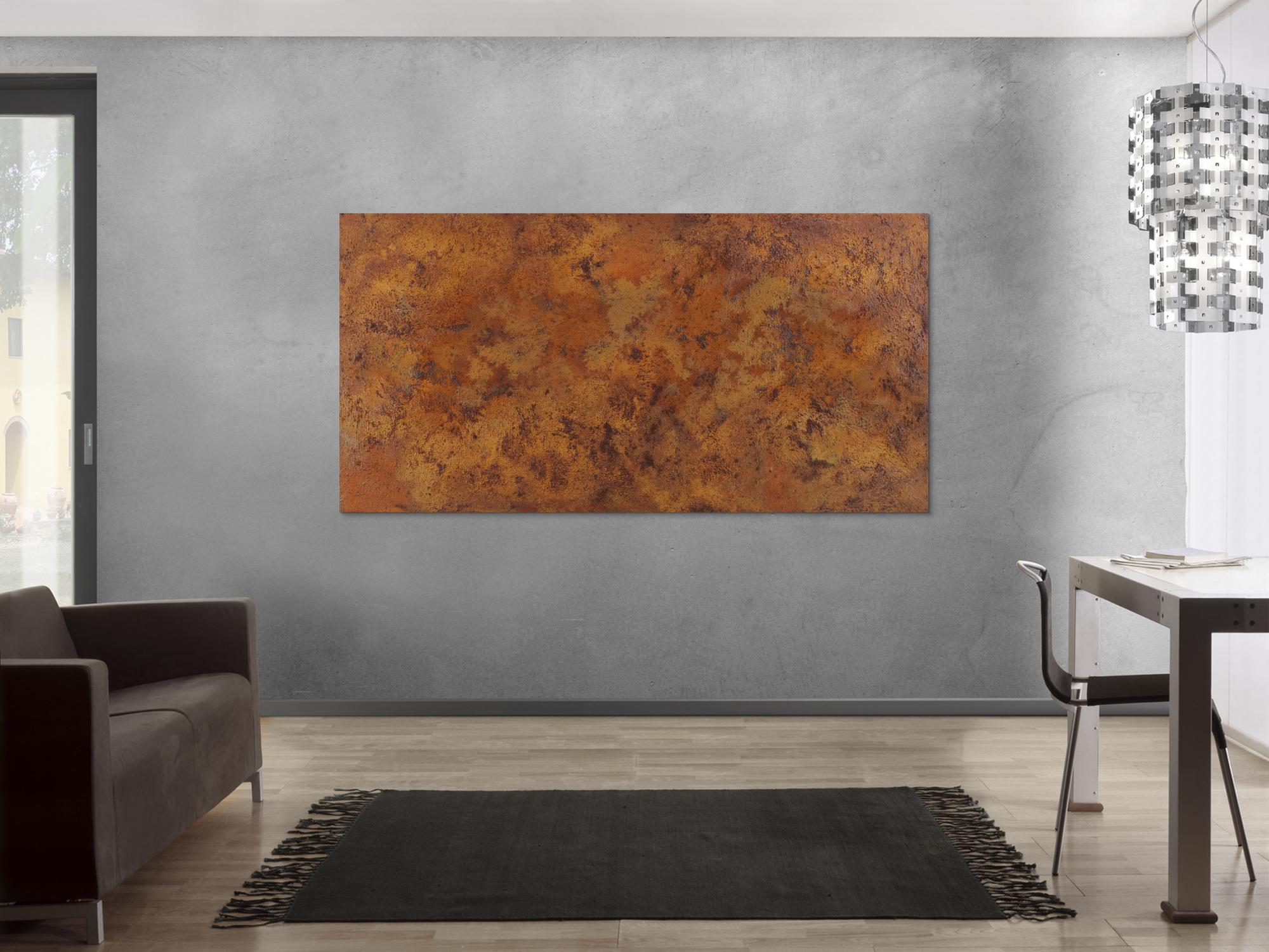 Abstraktes Gemälde aus echtem Rost mit Struktur zeitgenössisch Modern Art aus Rost