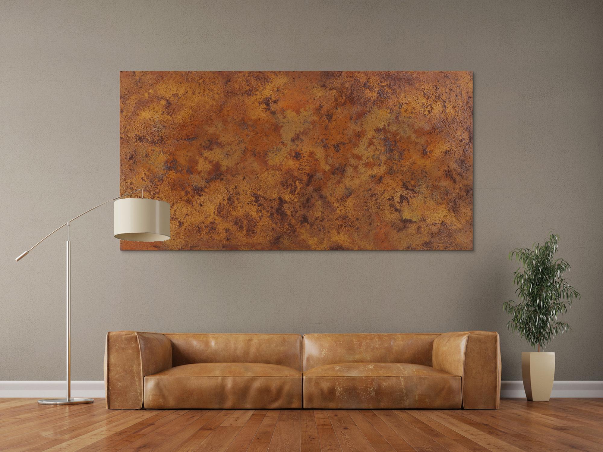 Abstraktes Gemälde aus echtem Rost mit Struktur zeitgenössisch Modern Art aus Rost