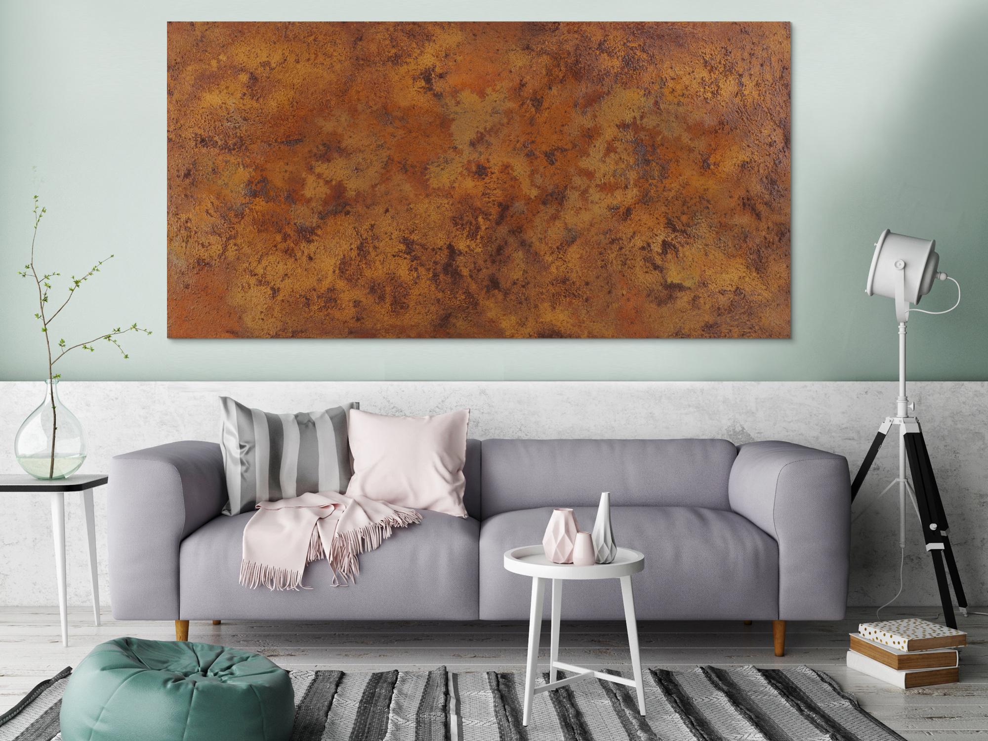 Abstraktes Gemälde aus echtem Rost mit Struktur zeitgenössisch Modern Art aus Rost