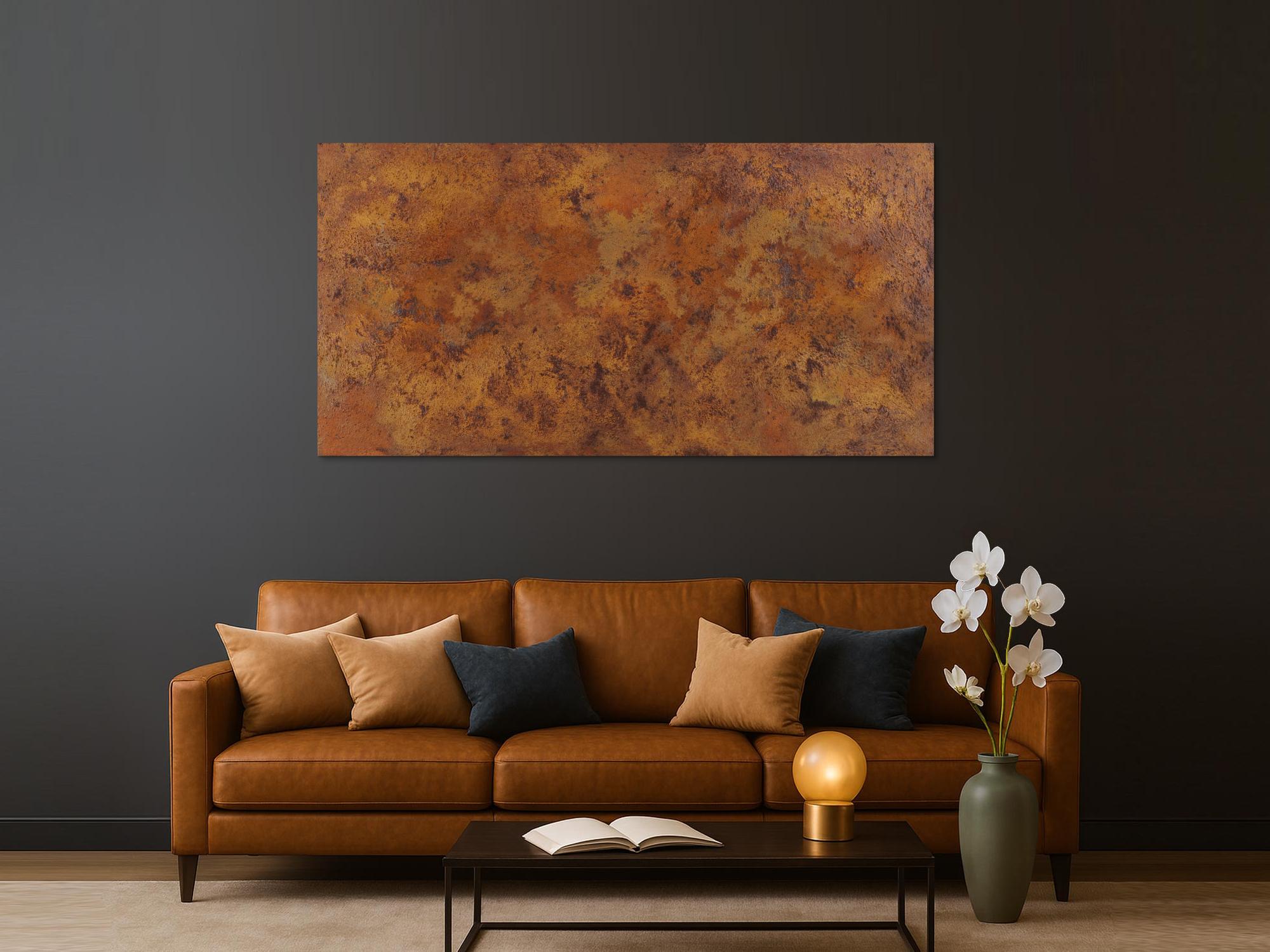 Abstraktes Gemälde aus echtem Rost mit Struktur zeitgenössisch Modern Art aus Rost