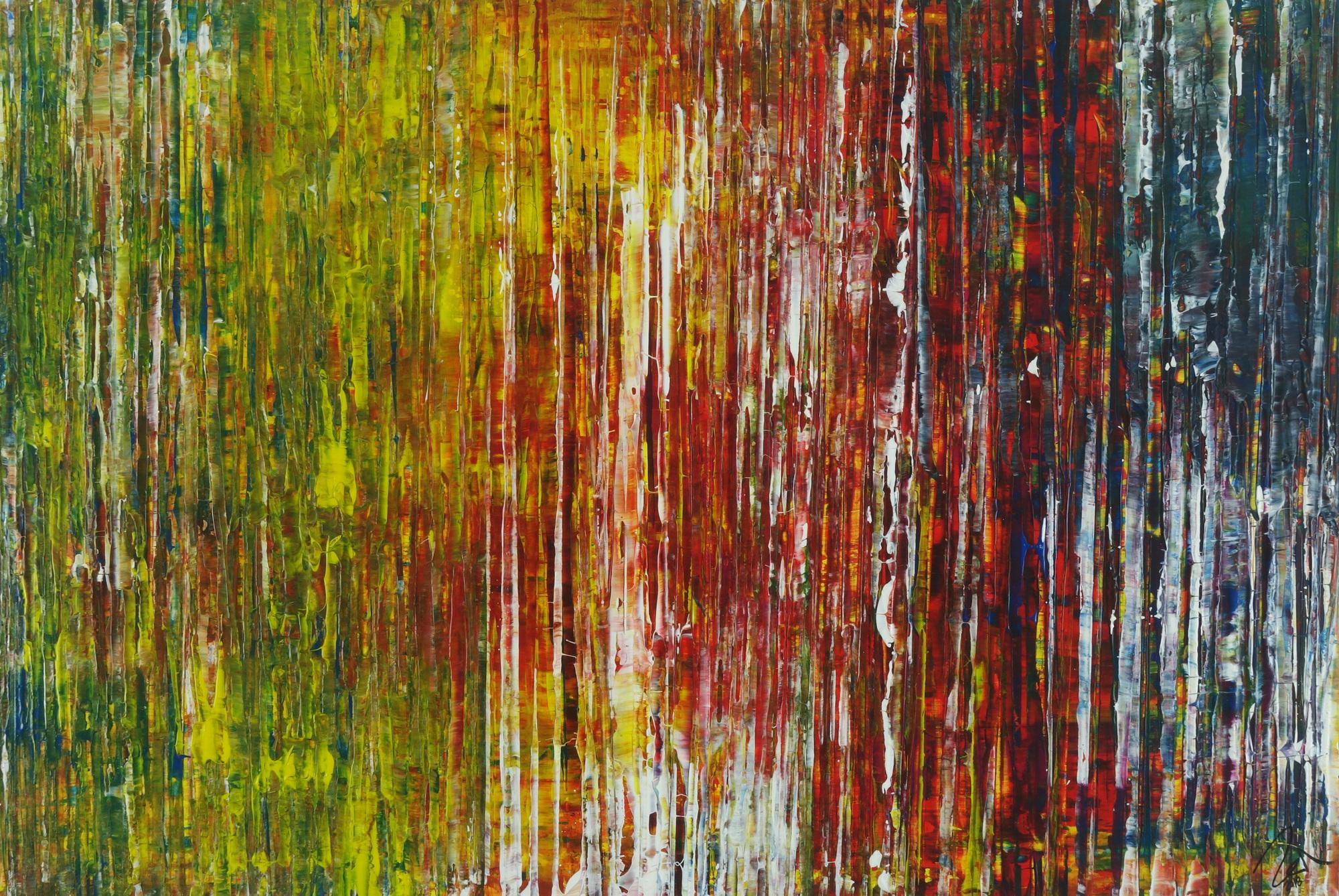 Abstraktes Acrylbild Spachteltechnik sehr bunt modern zeitgenössisch