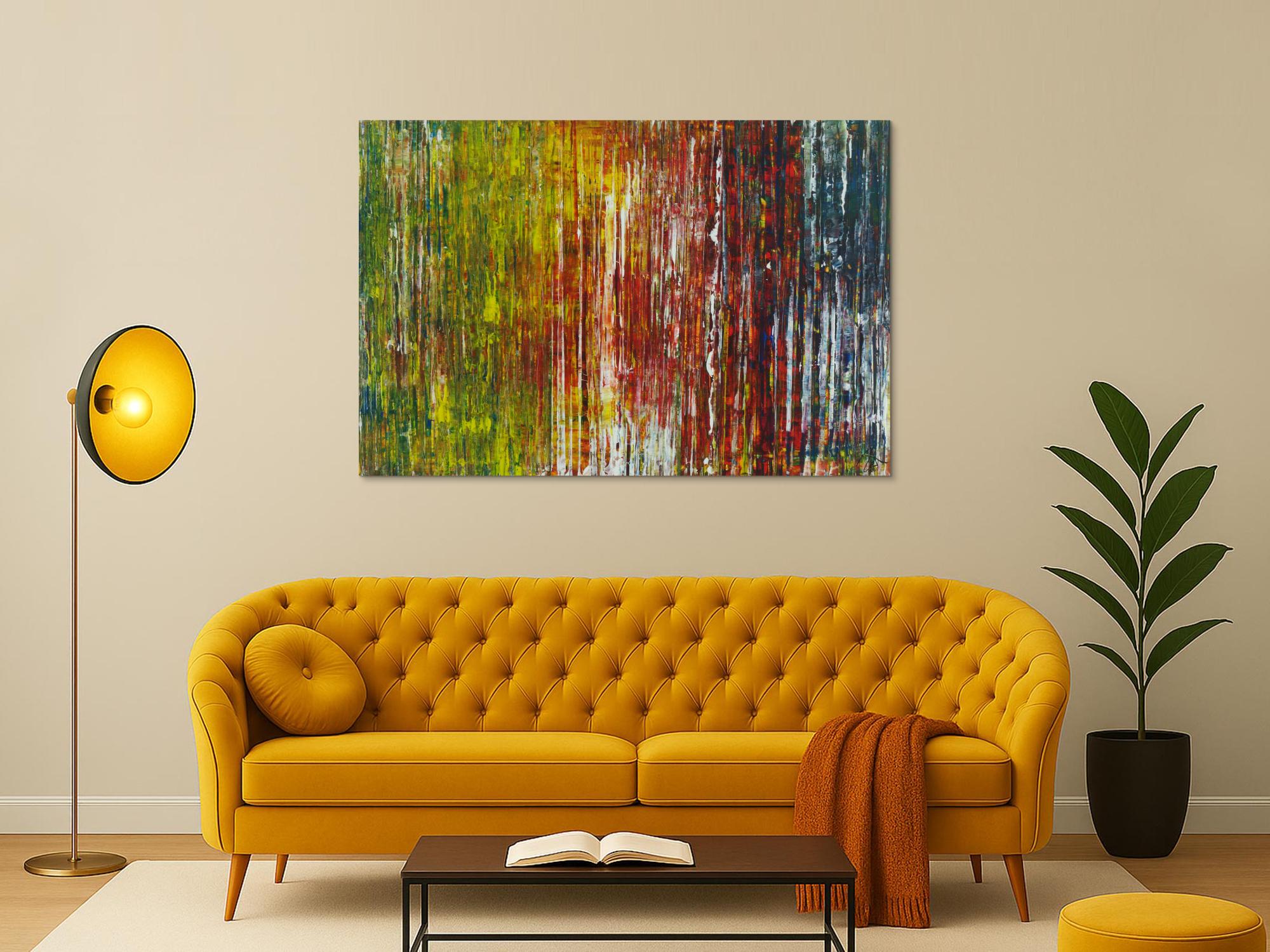 Abstraktes Acrylbild Spachteltechnik sehr bunt modern zeitgenössisch