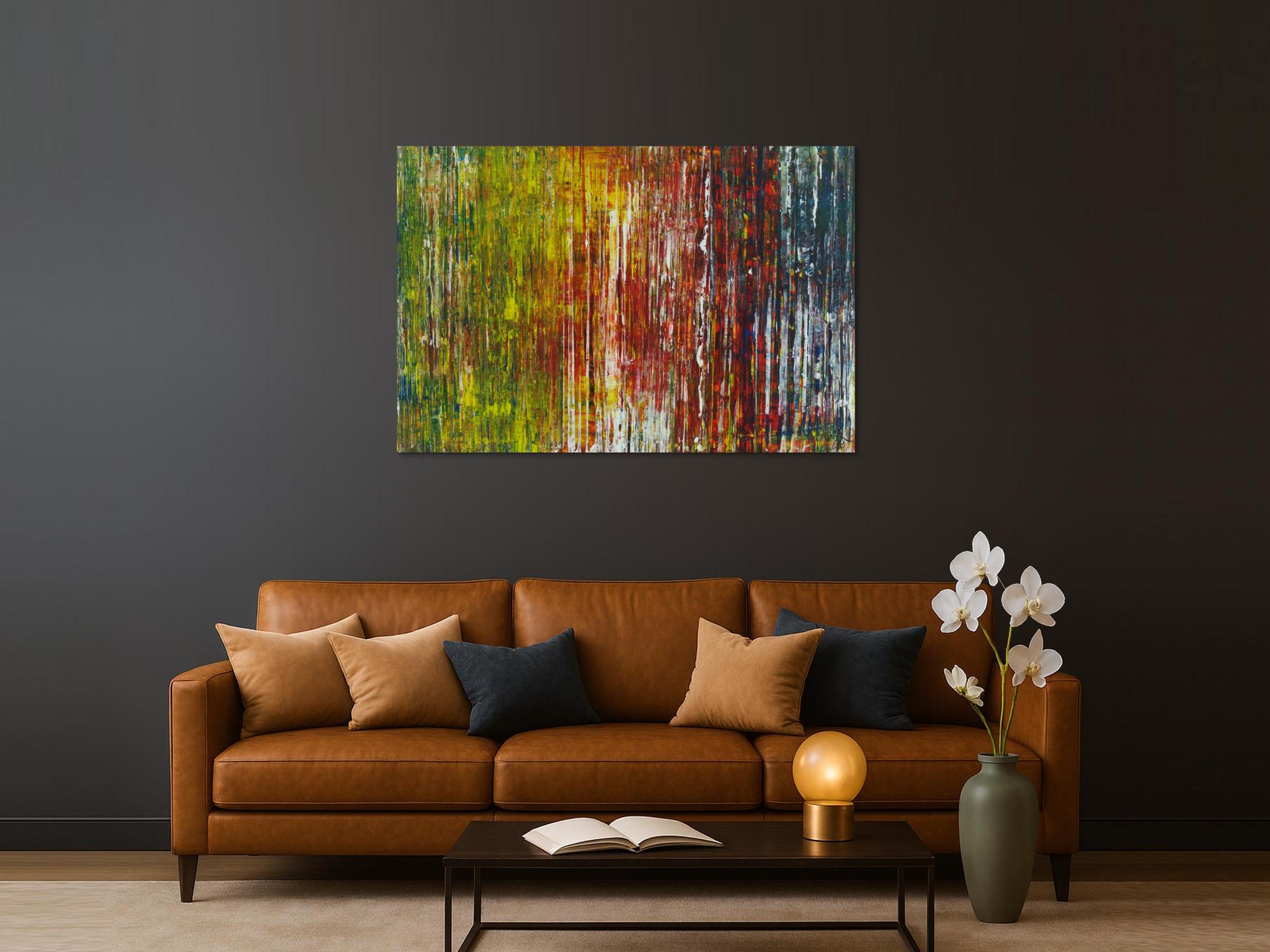 Abstraktes Acrylbild Spachteltechnik sehr bunt modern zeitgenössisch