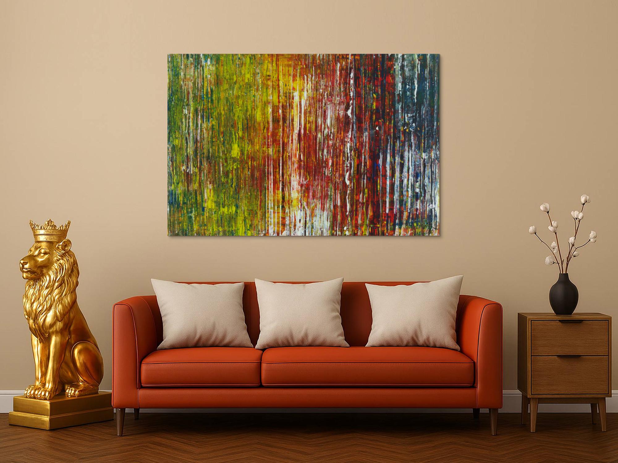 Abstraktes Acrylbild Spachteltechnik sehr bunt modern zeitgenössisch