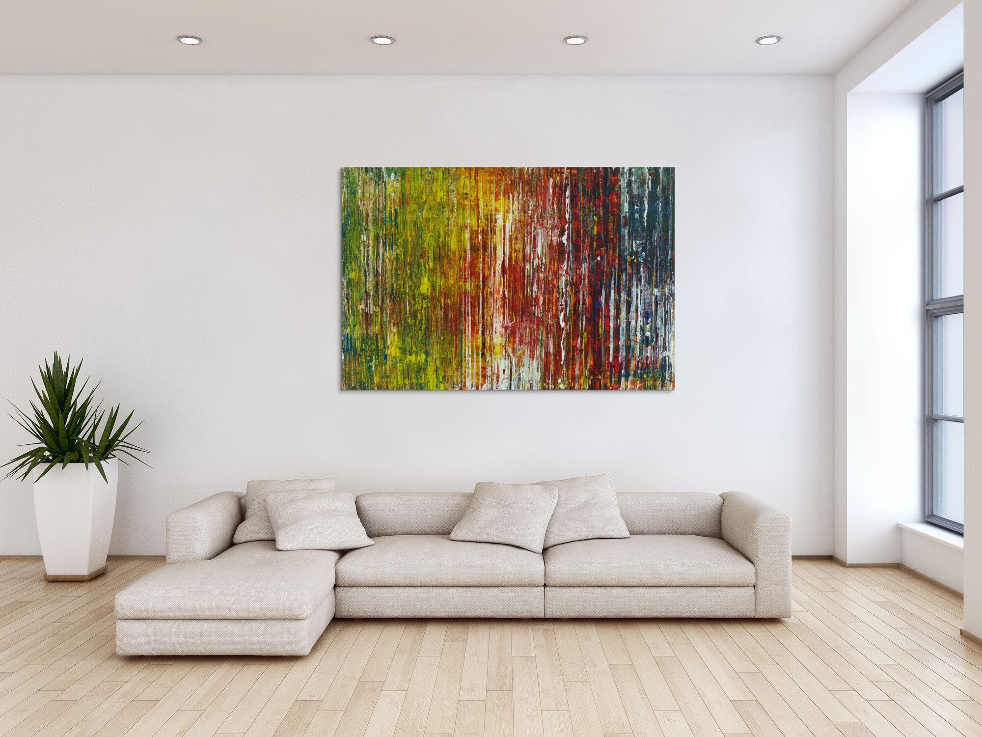 Abstraktes Acrylbild Spachteltechnik sehr bunt modern zeitgenössisch