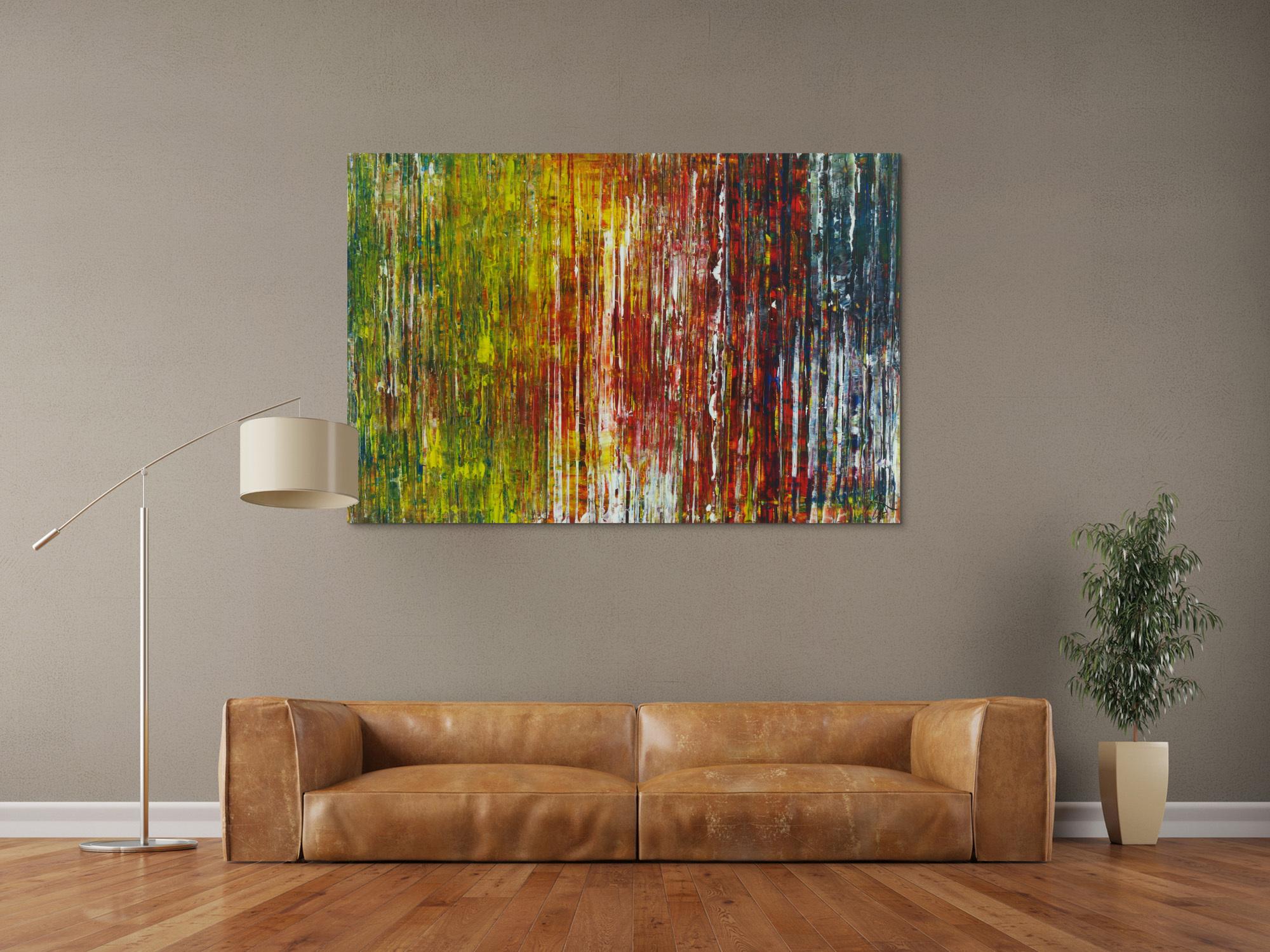 Abstraktes Acrylbild Spachteltechnik sehr bunt modern zeitgenössisch