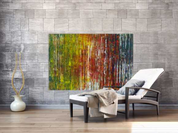 Abstraktes Acrylbild Spachteltechnik sehr bunt modern zeitgenössisch