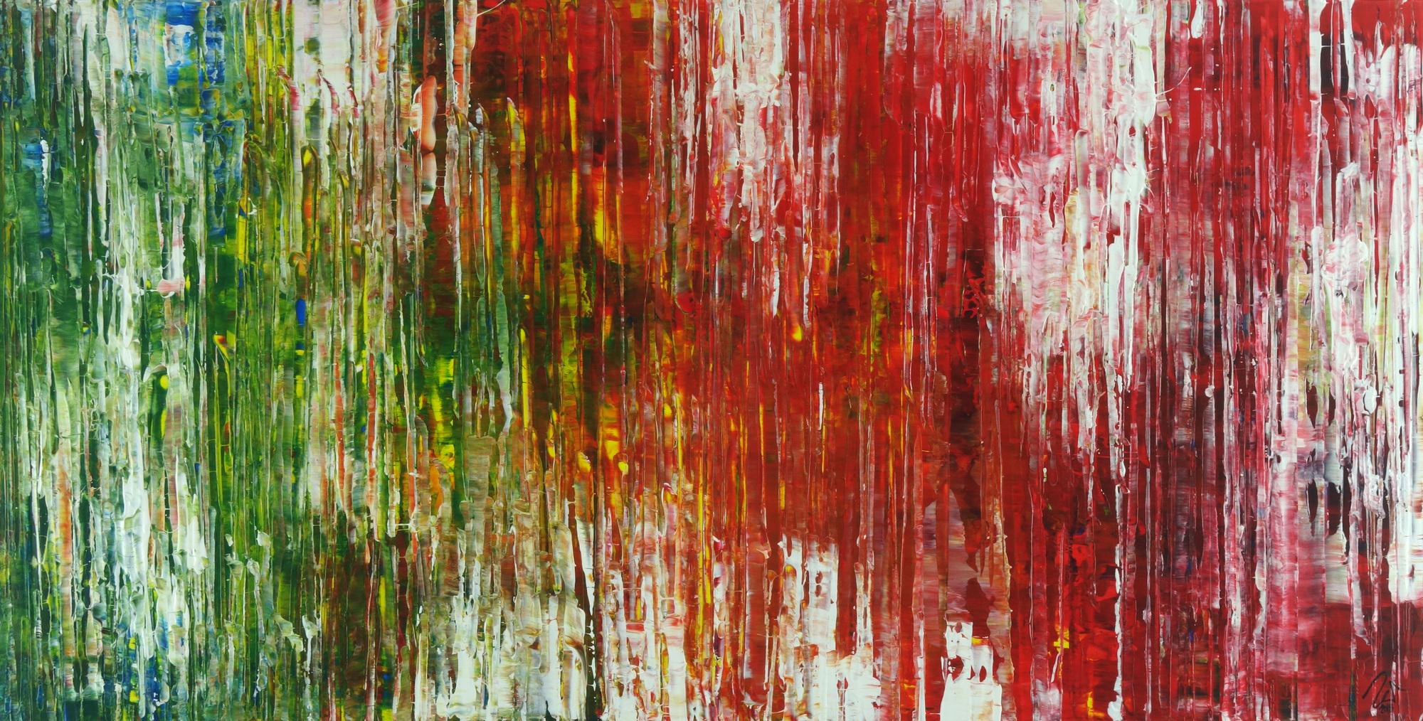 Abstraktes Acrylbild Spachteltechnik sehr bunt modern zeitgenössisch expressionistisch