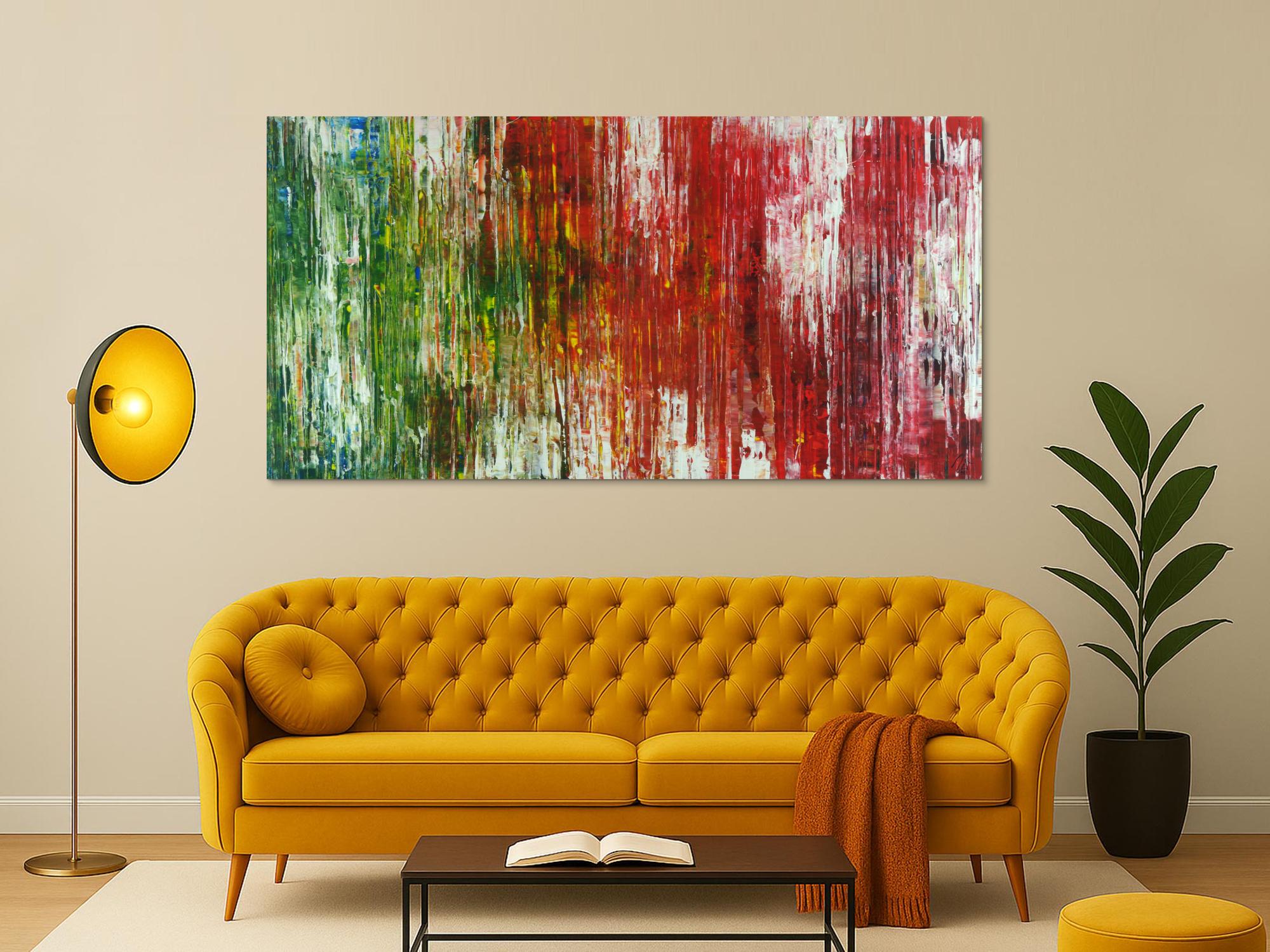 Abstraktes Acrylbild Spachteltechnik sehr bunt modern zeitgenössisch expressionistisch