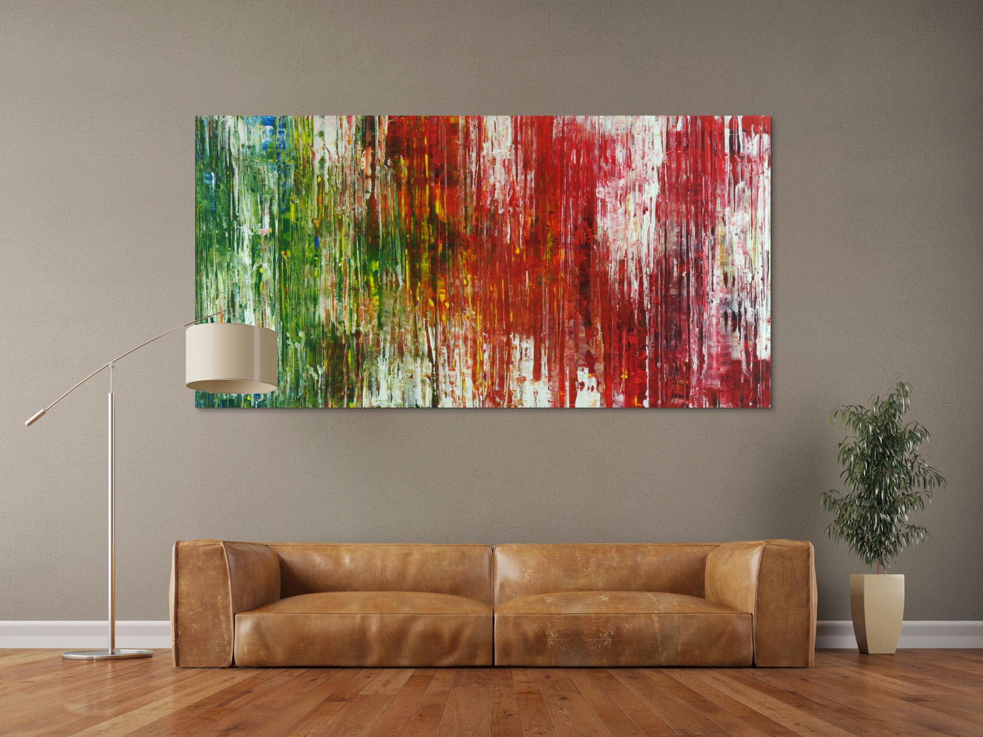 Abstraktes Acrylbild Spachteltechnik sehr bunt modern zeitgenössisch expressionistisch