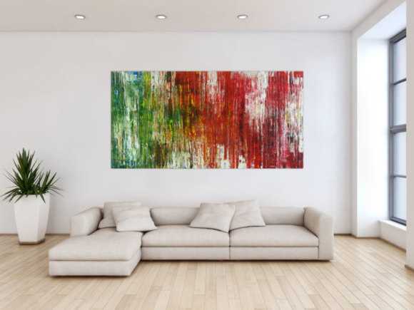 Abstraktes Acrylbild Spachteltechnik sehr bunt modern zeitgenössisch expressionistisch