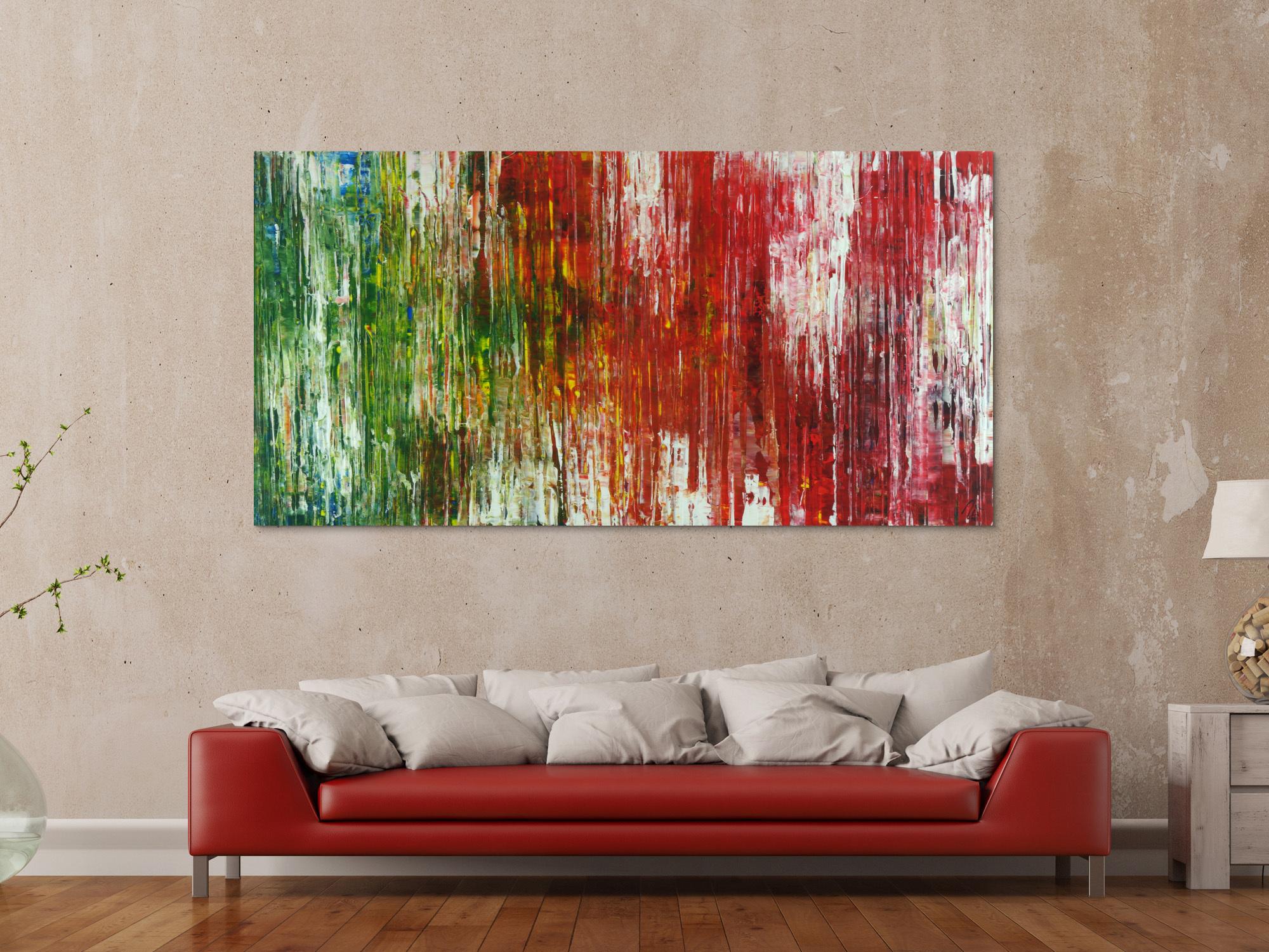 Abstraktes Acrylbild Spachteltechnik sehr bunt modern zeitgenössisch expressionistisch