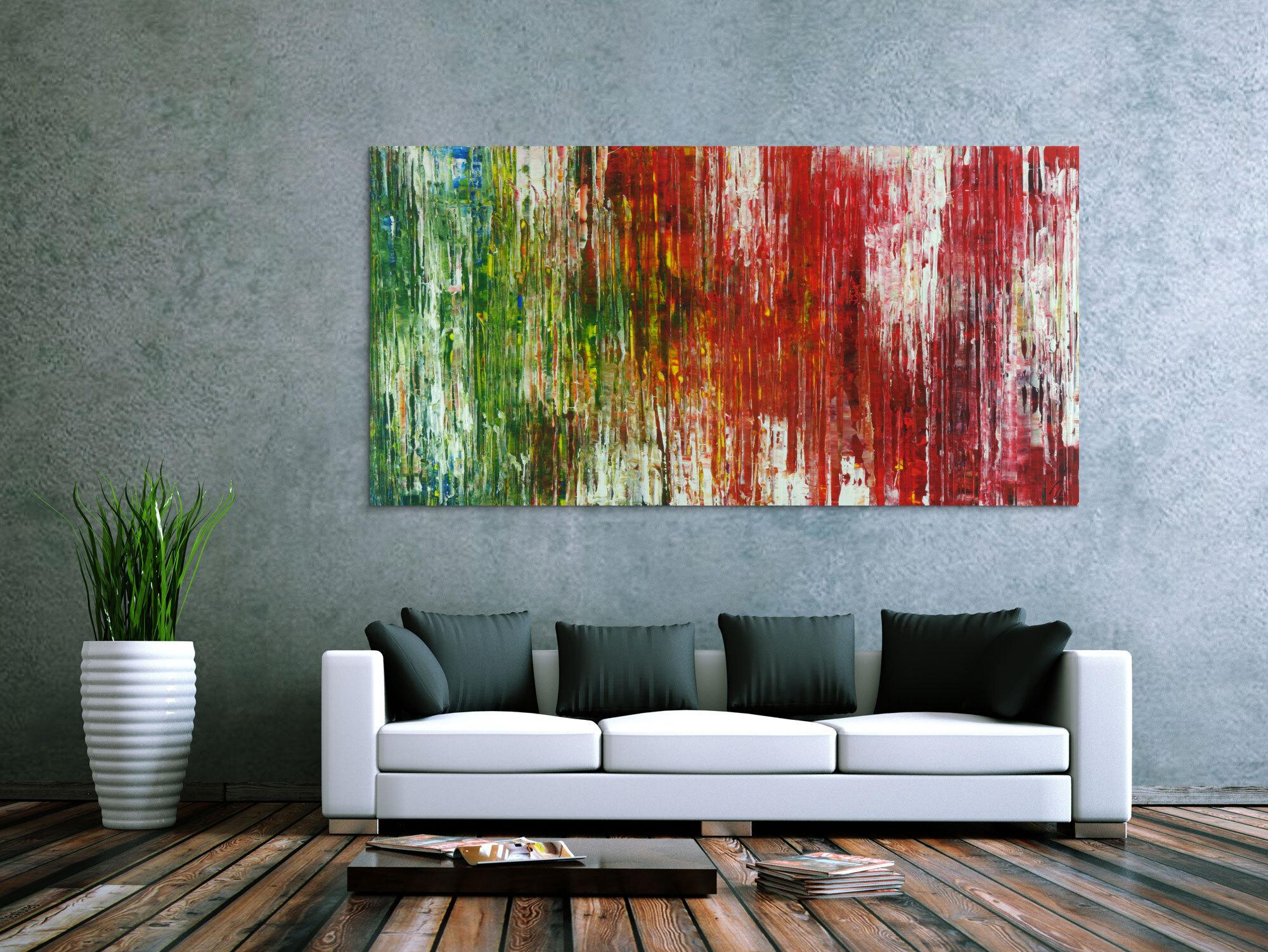 Abstraktes Acrylbild Spachteltechnik sehr bunt modern zeitgenössisch expressionistisch