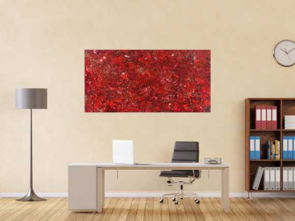 Abstraktes Acrylbild rot gold Modern Art zeitgenössisch expressionistisch