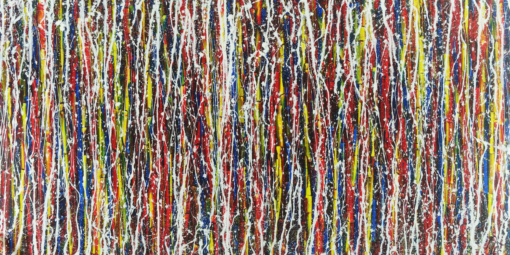 Abstraktes Acrylbild sehr bunt Action Painting Modern Art zeitgenössisch expressionistisch