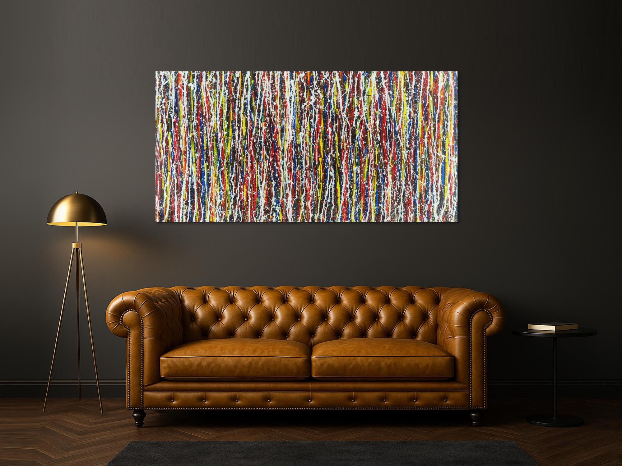 Abstraktes Acrylbild sehr bunt Action Painting Modern Art zeitgenössisch expressionistisch