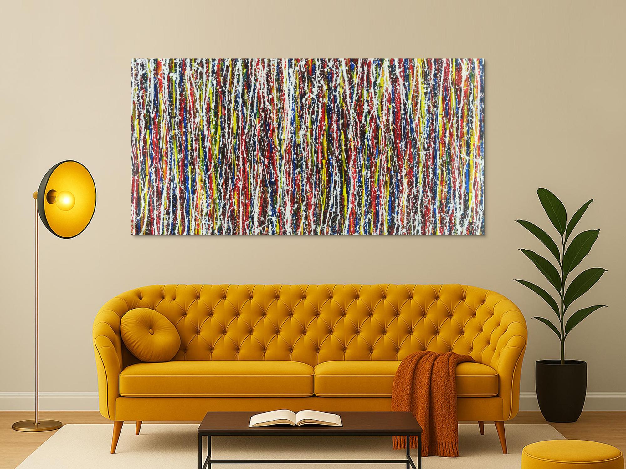 Abstraktes Acrylbild sehr bunt Action Painting Modern Art zeitgenössisch expressionistisch