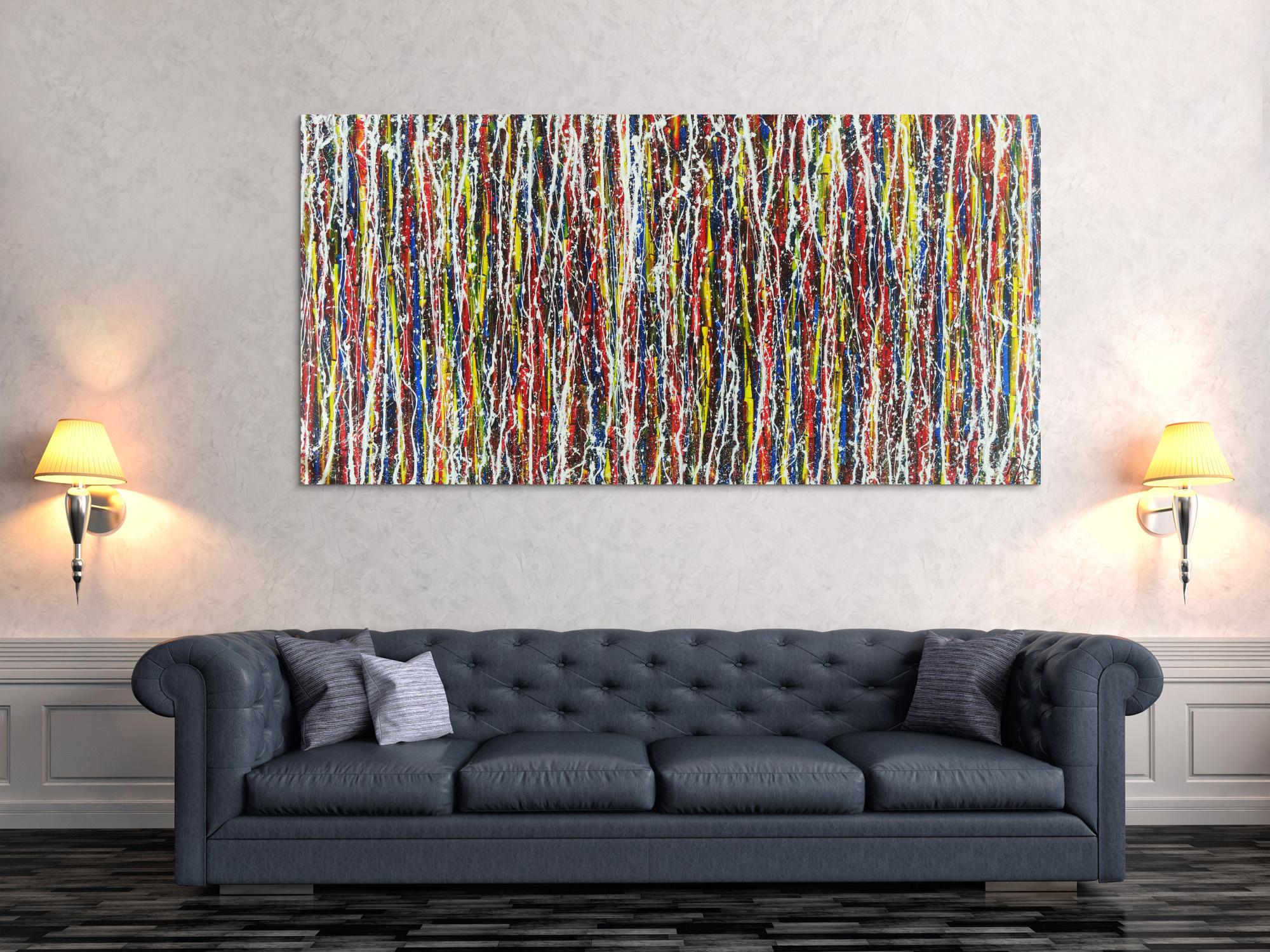 Abstraktes Acrylbild sehr bunt Action Painting Modern Art zeitgenössisch expressionistisch