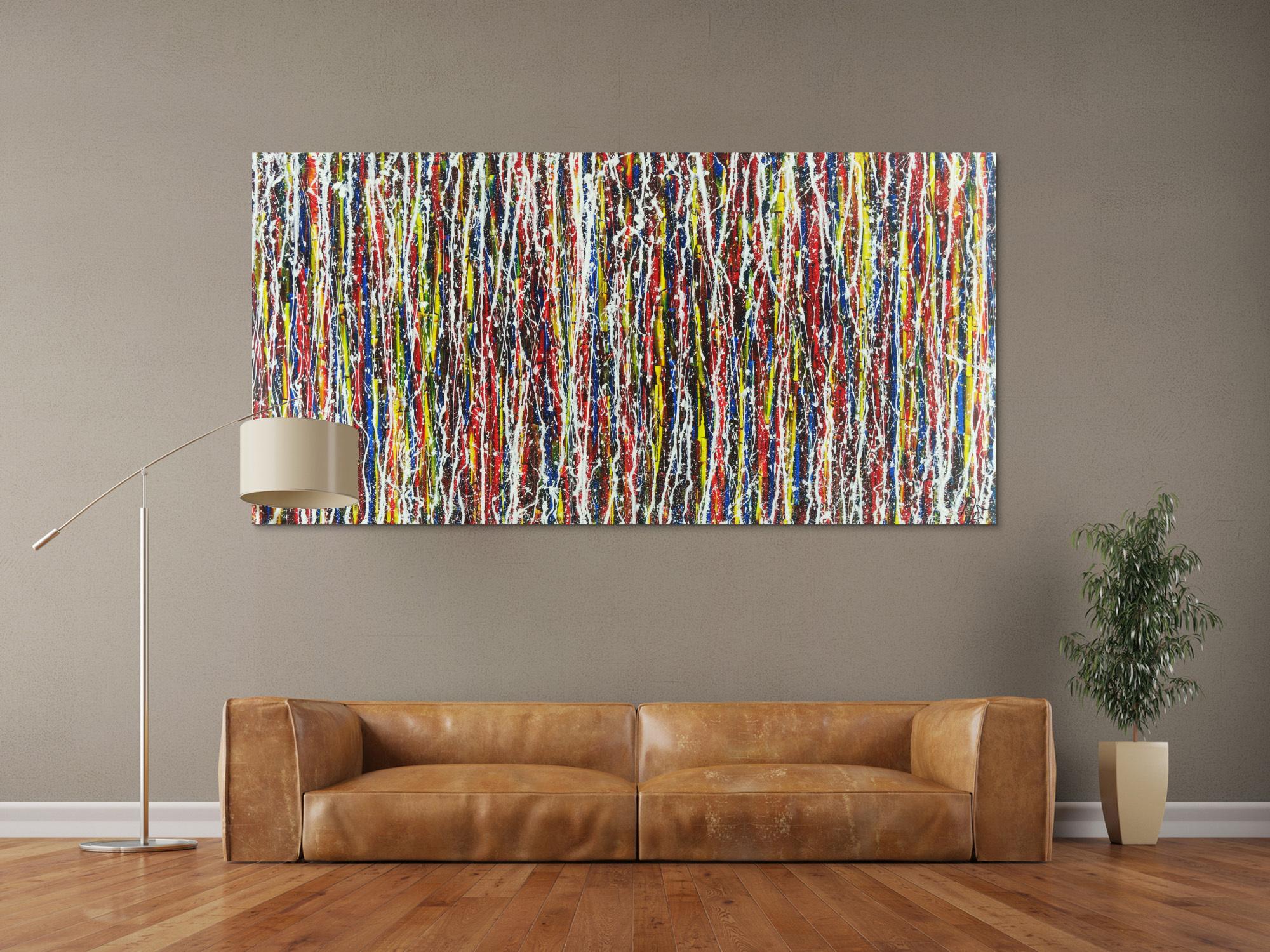 Abstraktes Acrylbild sehr bunt Action Painting Modern Art zeitgenössisch expressionistisch