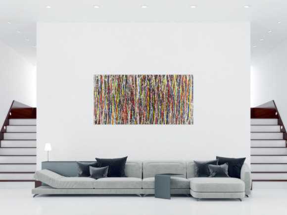 Abstraktes Acrylbild sehr bunt Action Painting Modern Art zeitgenössisch expressionistisch