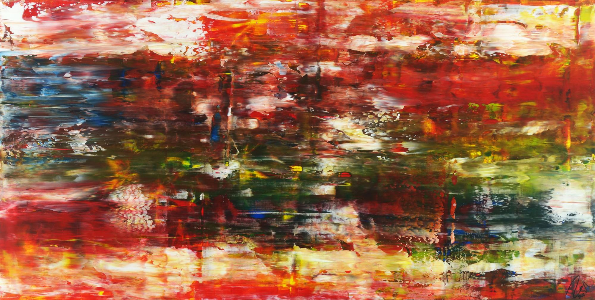 Abstraktes Acrylbild sehr bunt moderne Farben zeitgenössisch expressionistisch Modern Art