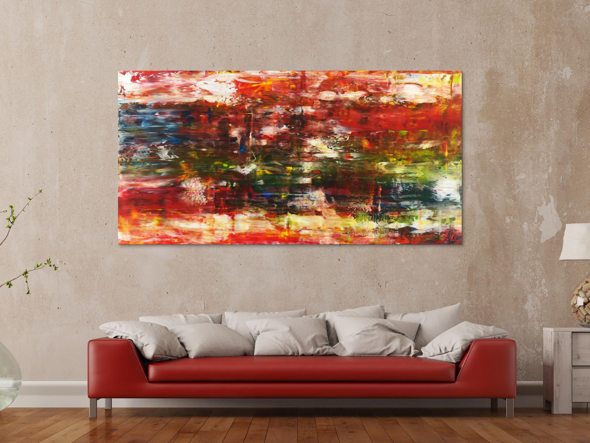 Abstraktes Acrylbild sehr bunt moderne Farben zeitgenössisch expressionistisch Modern Art