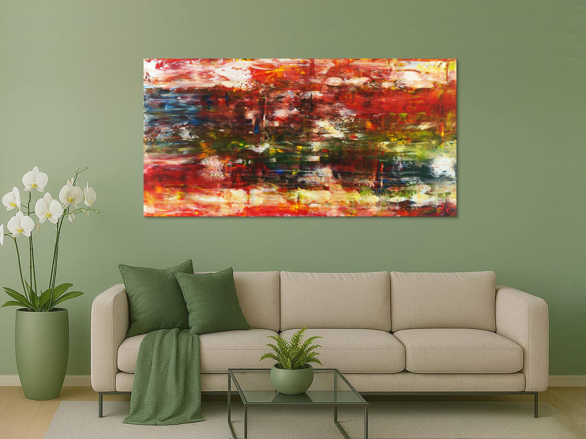 Abstraktes Acrylbild sehr bunt moderne Farben zeitgenössisch expressionistisch Modern Art