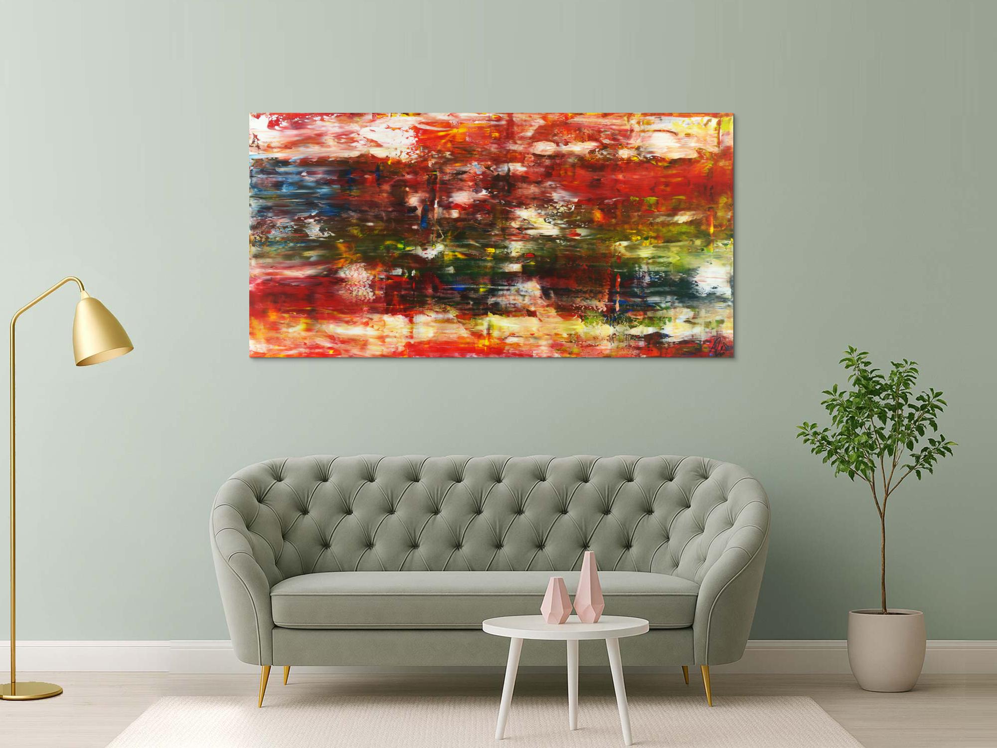 Abstraktes Acrylbild sehr bunt moderne Farben zeitgenössisch expressionistisch Modern Art