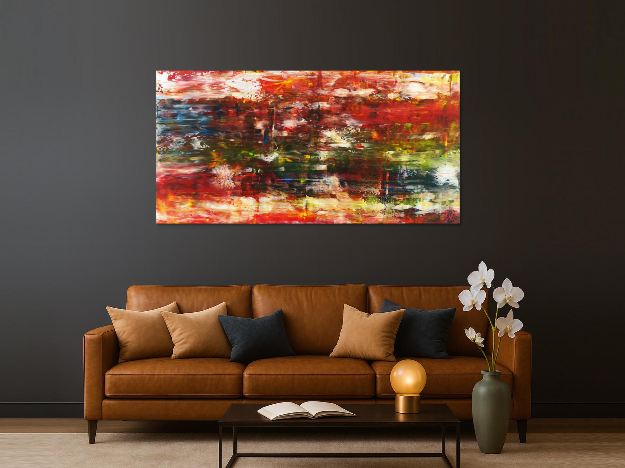 Abstraktes Acrylbild sehr bunt moderne Farben zeitgenössisch expressionistisch Modern Art