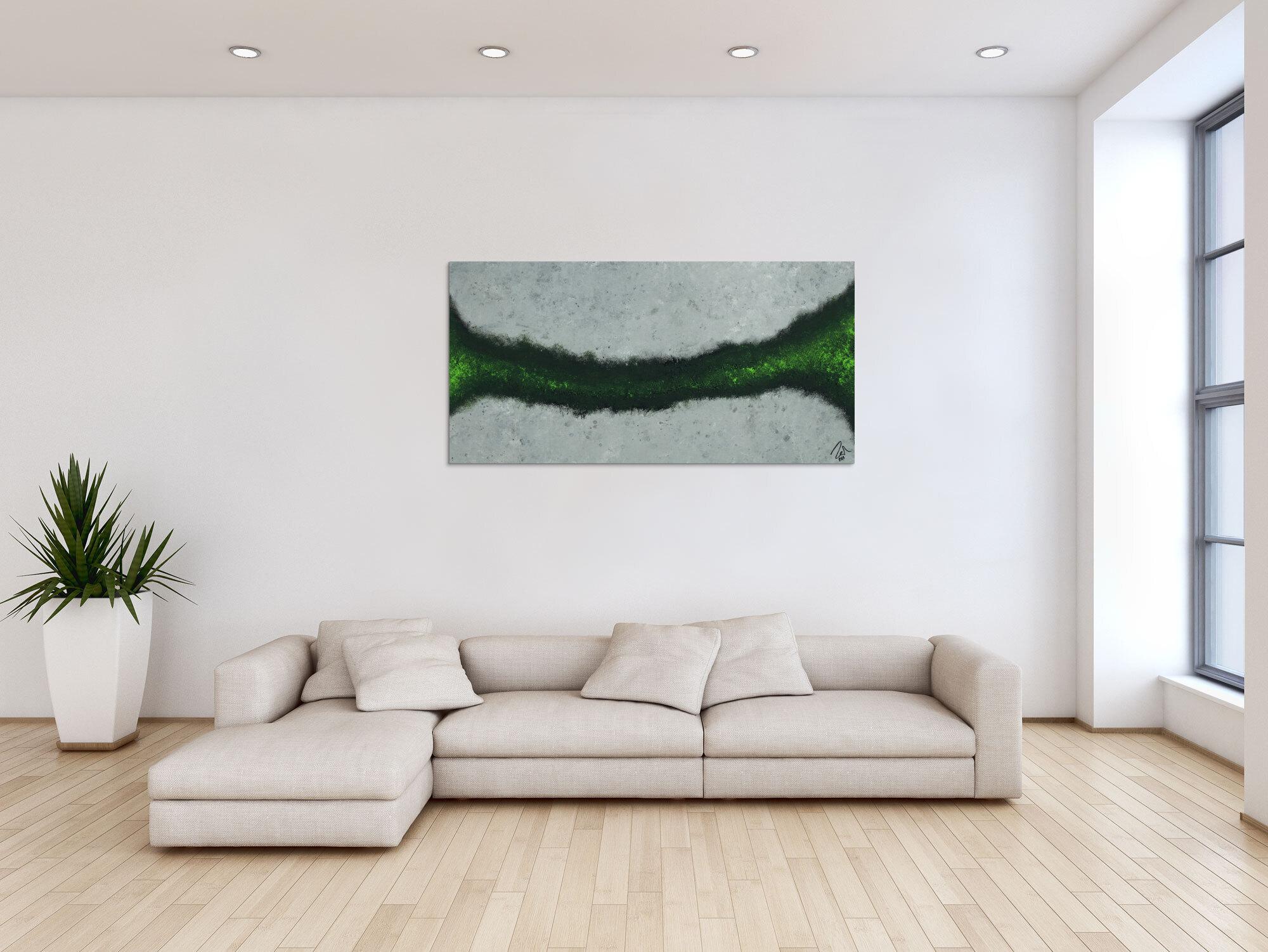 Abstraktes Acrylbild grau schwarz grün Modern Art zeitgenössisch