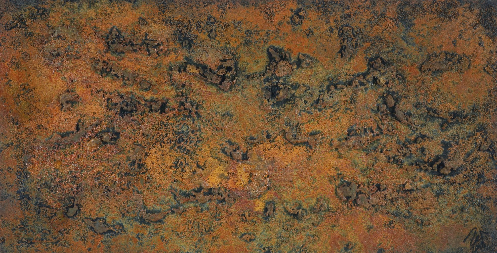 Abstraktes Bild aus echtem Rost mit grober Struktur Modern Art zeitgenössich