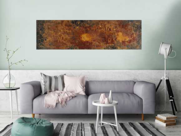 Abstraktes Acrylbild aus echtem Rost