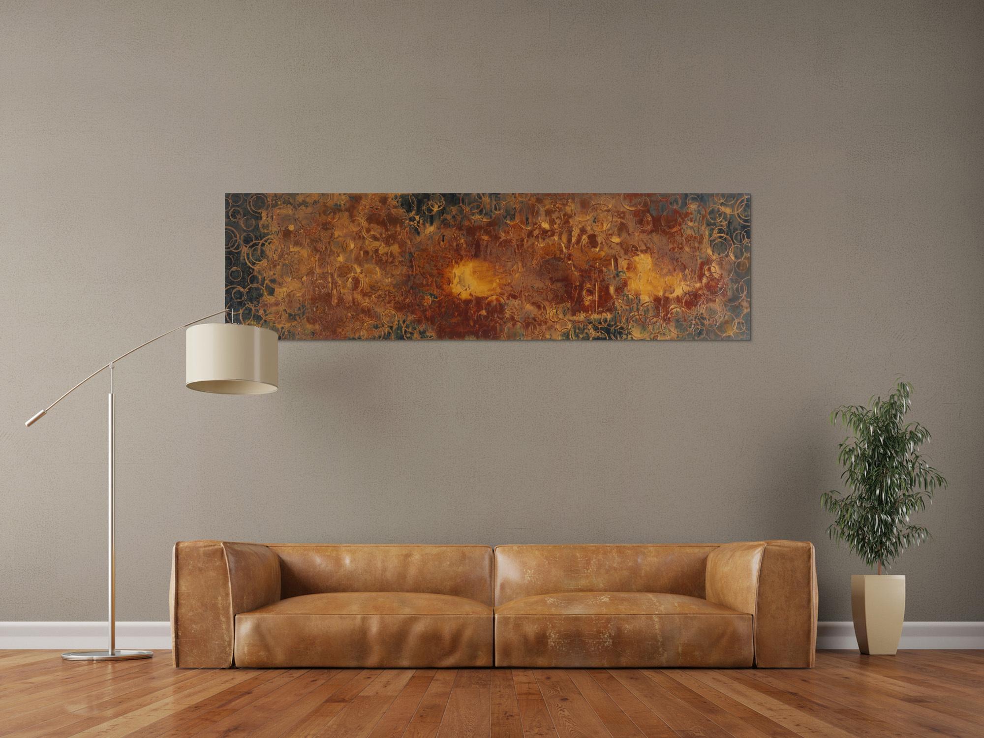 Abstraktes Acrylbild aus echtem Rost