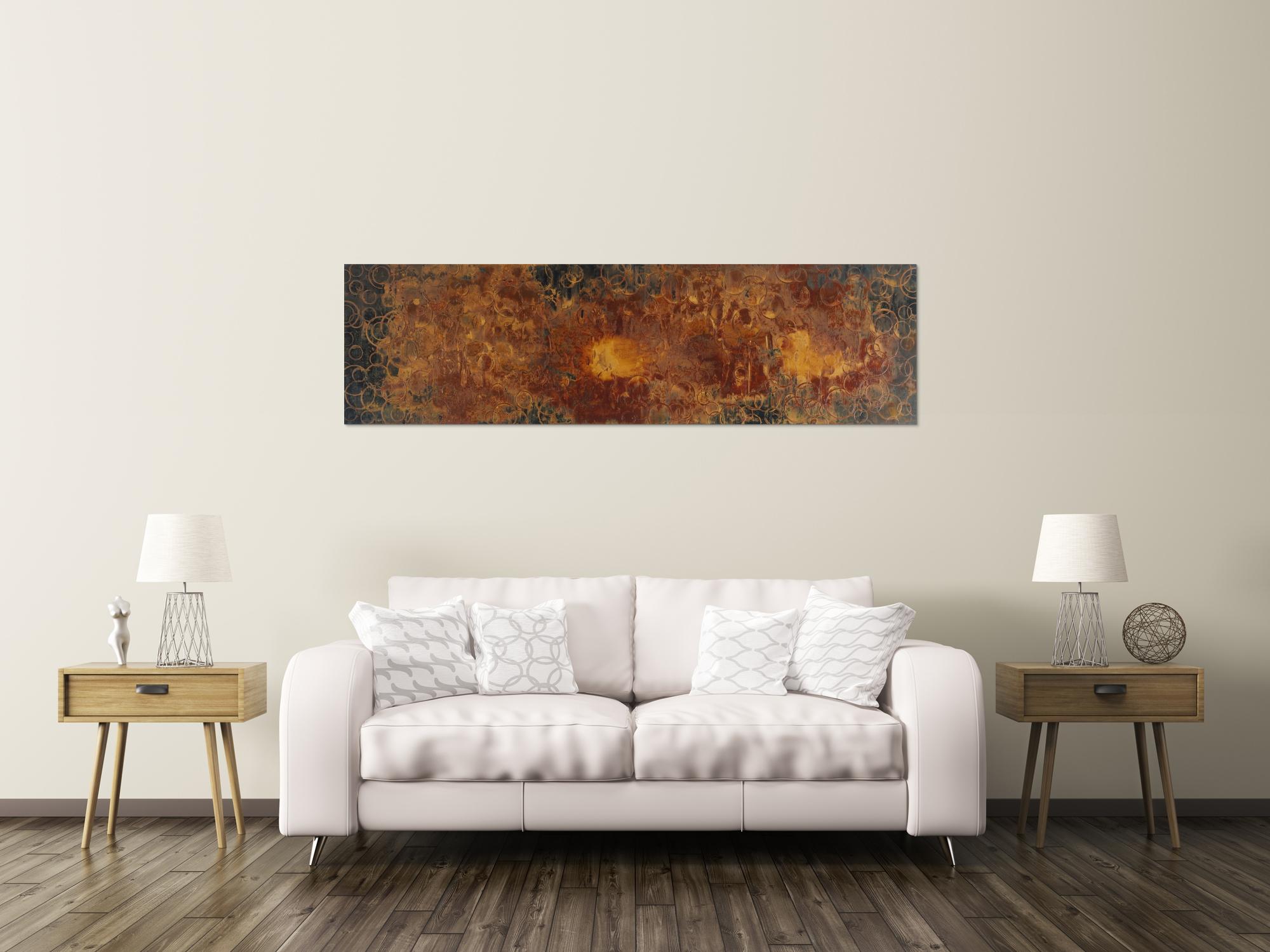 Abstraktes Acrylbild aus echtem Rost