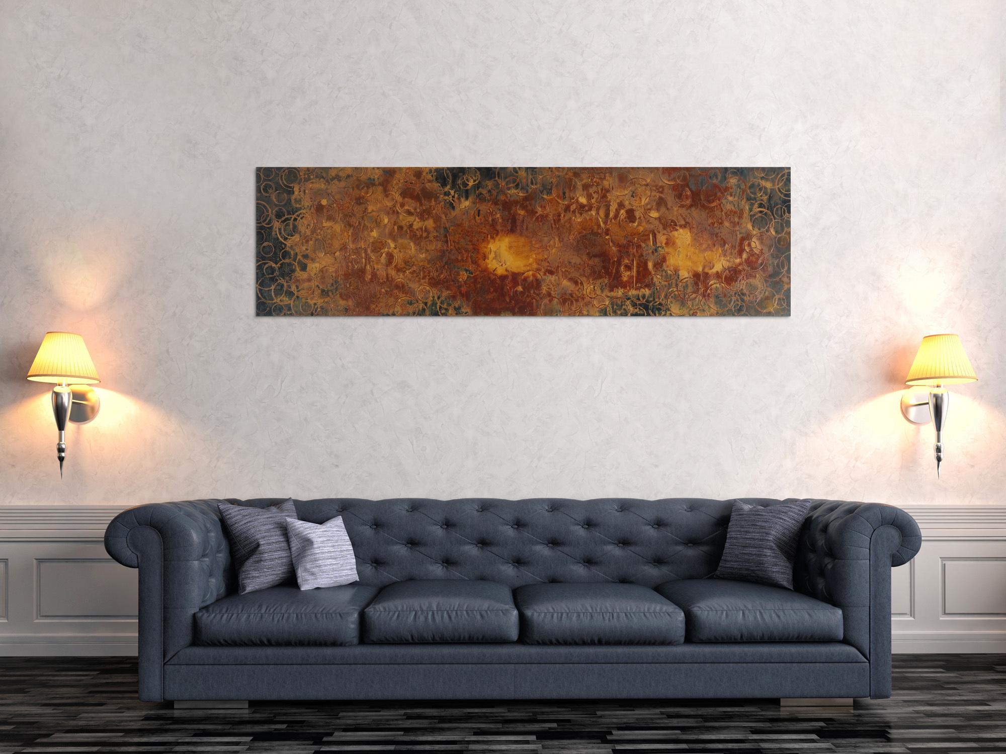 Abstraktes Acrylbild aus echtem Rost