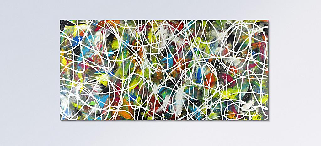 Abstraktes Kunstwerk in Rot und Orange